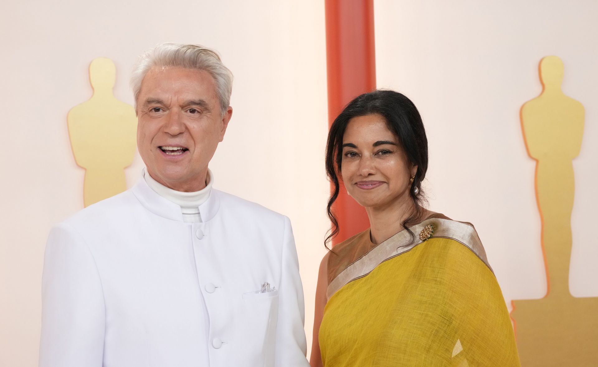 David Byrne and Mala Gaonkar at the 95th Academy Awards in 2023 (Image via Getty)