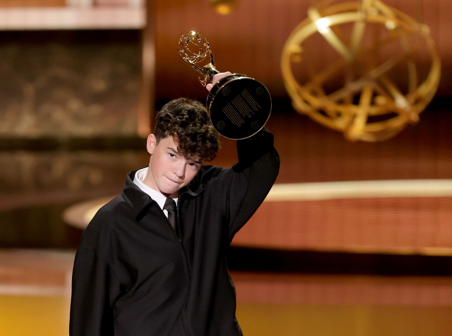 Owen Cooper accepts the Outstanding Supporting Actor in a Limited or Anthology Series or Movie award for &quot;Adolescence&quot; onstage during the 77th Primetime Emmy Awards at Peacock Theater - Source: Getty