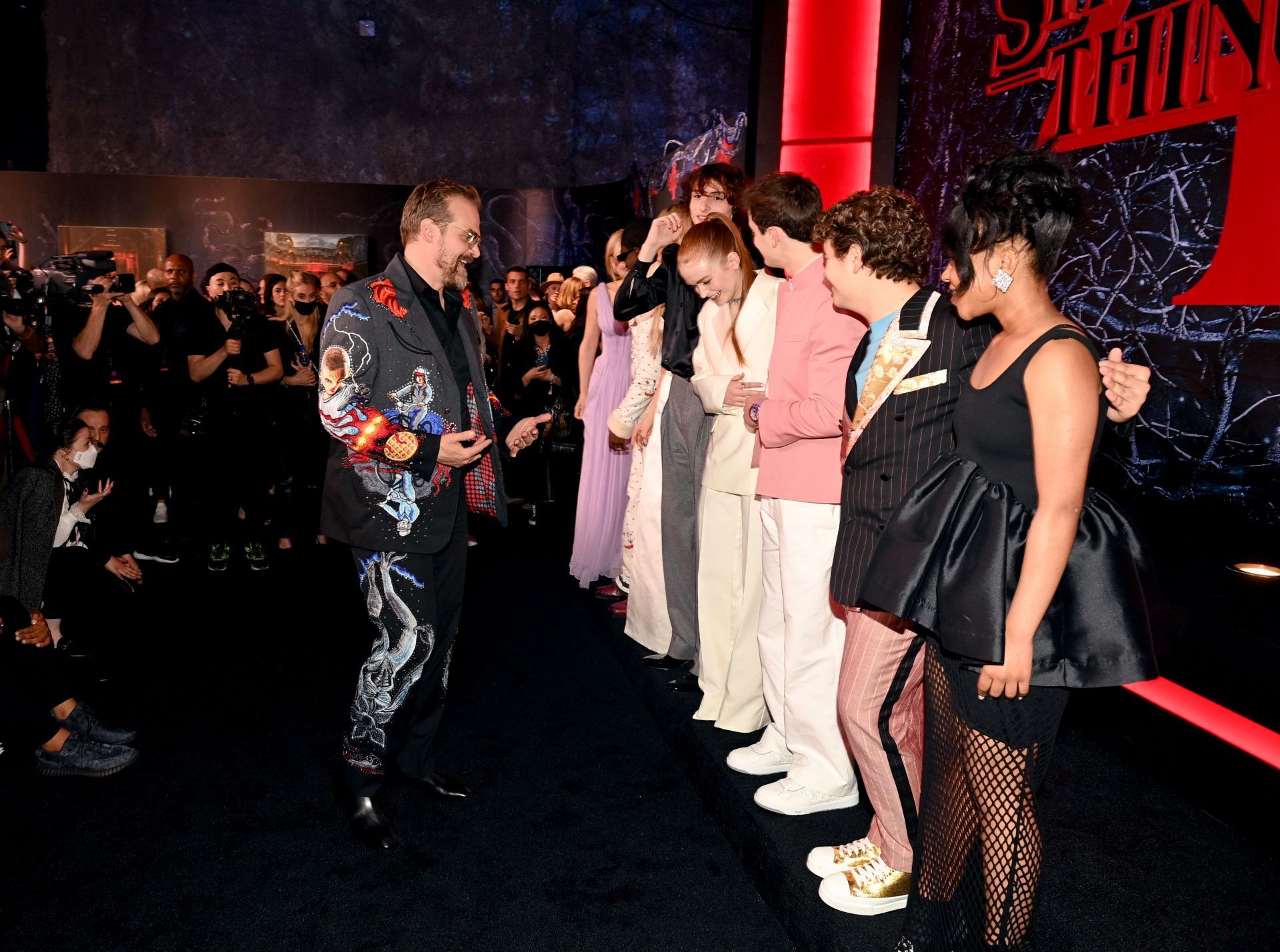 David Harbour, alongside Netflix&#039;s entire&quot;Stranger Things&quot; cast, at the Season 4 New York City Premiere Event. Image via Getty.