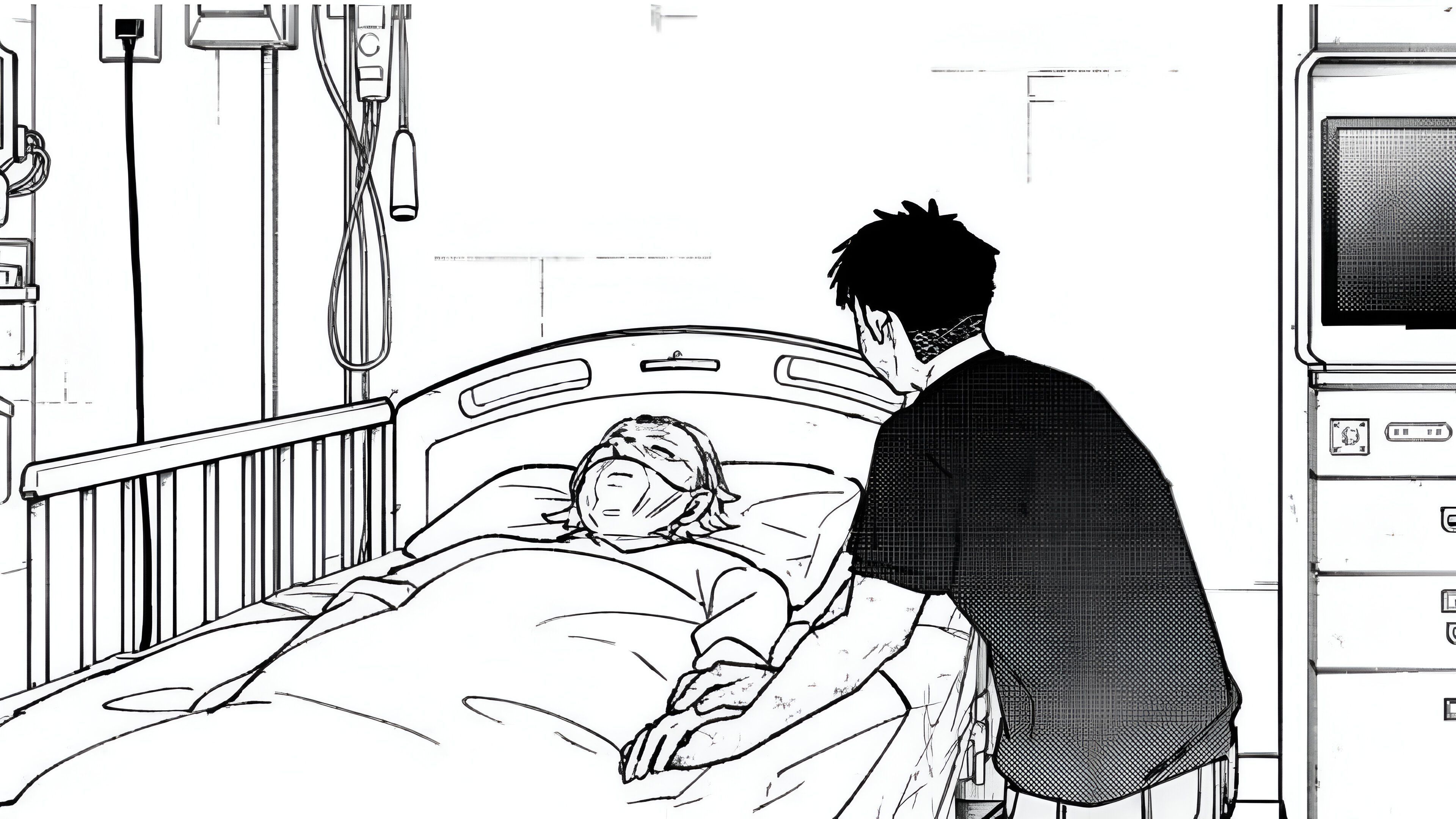 Momijikawa holds the hand of his grandmother 