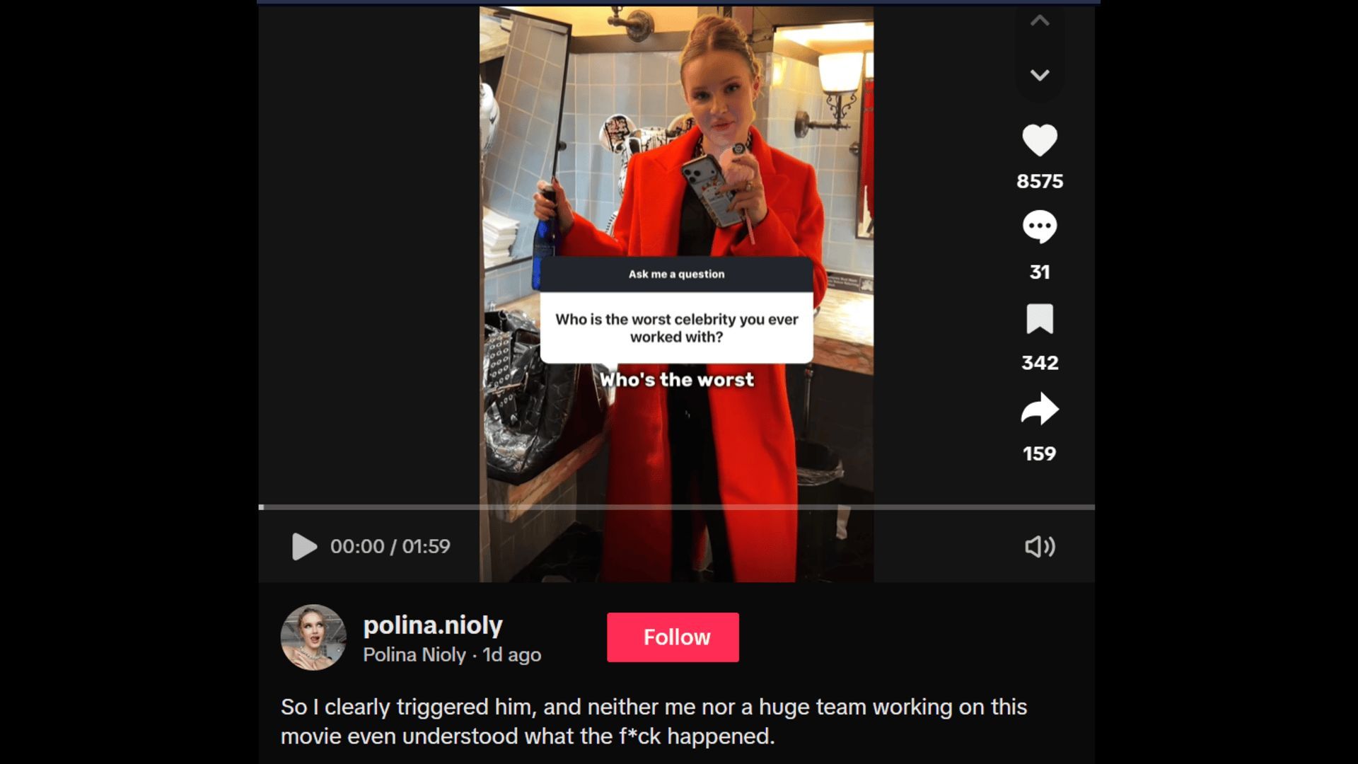 Polina Nioly Pushkareva speaks about her experience with Ed Westwick on &#039;DarkGame.&#039; (Image via TikTok)