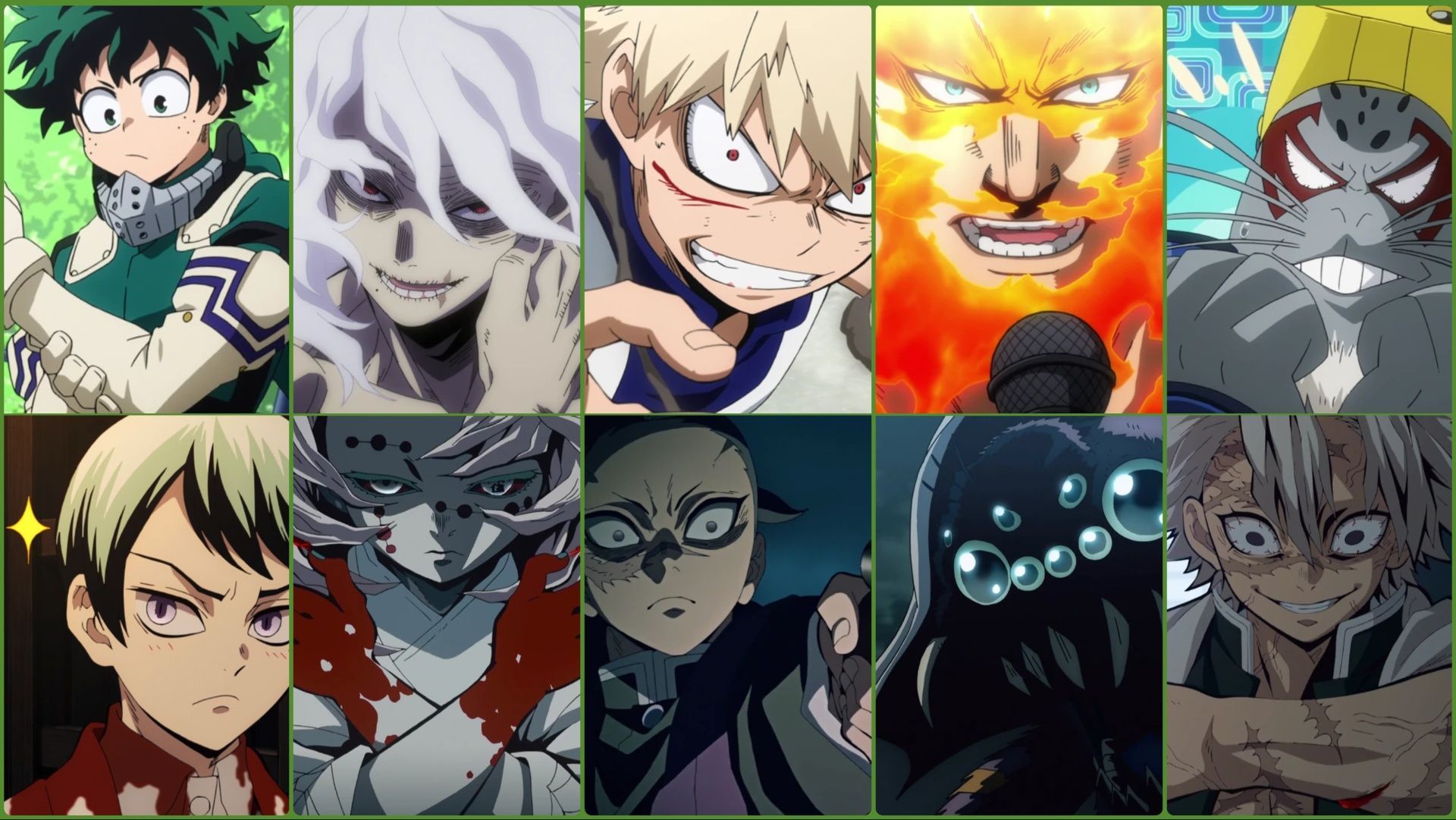 Some My Hero Academia and Demon Slayer characters