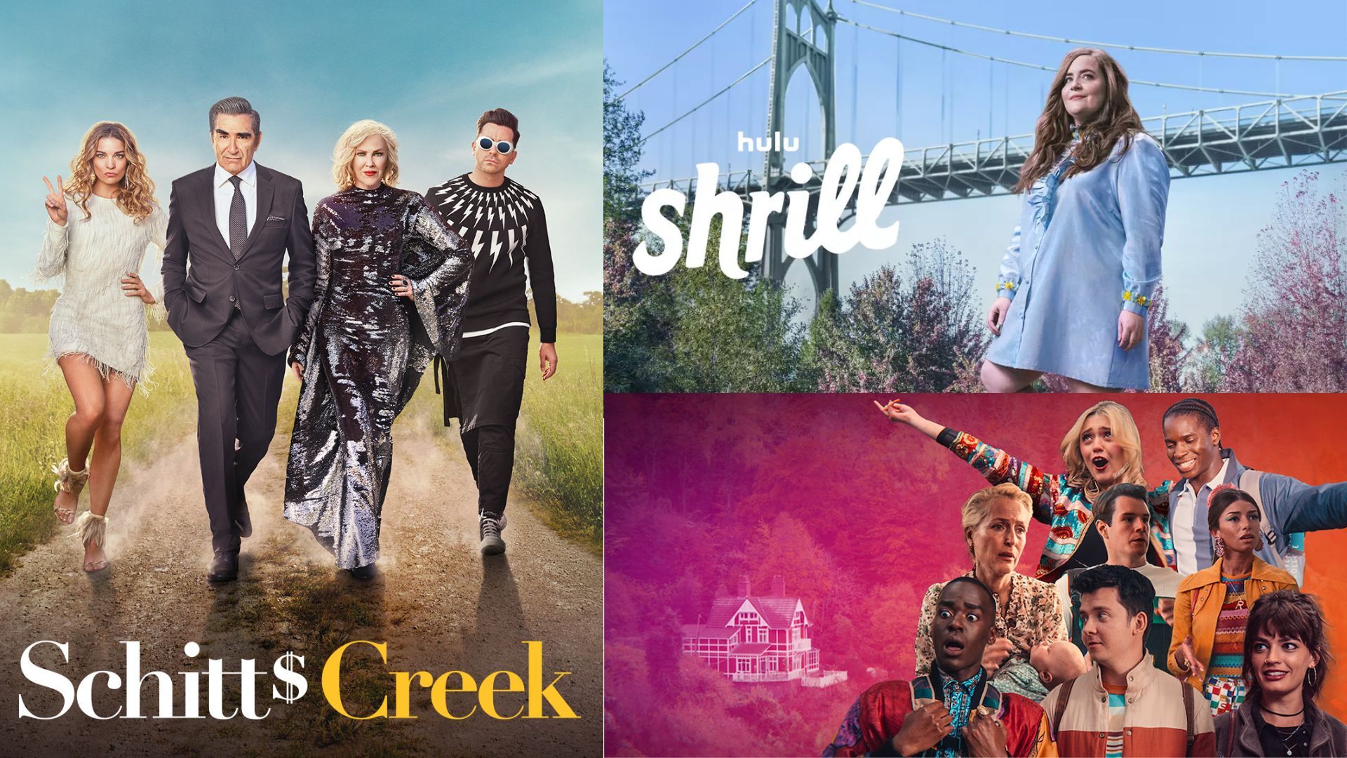 TV shows like Schitt&rsquo;s Creek | Images via Netflix, Prime Video &amp; Hulu