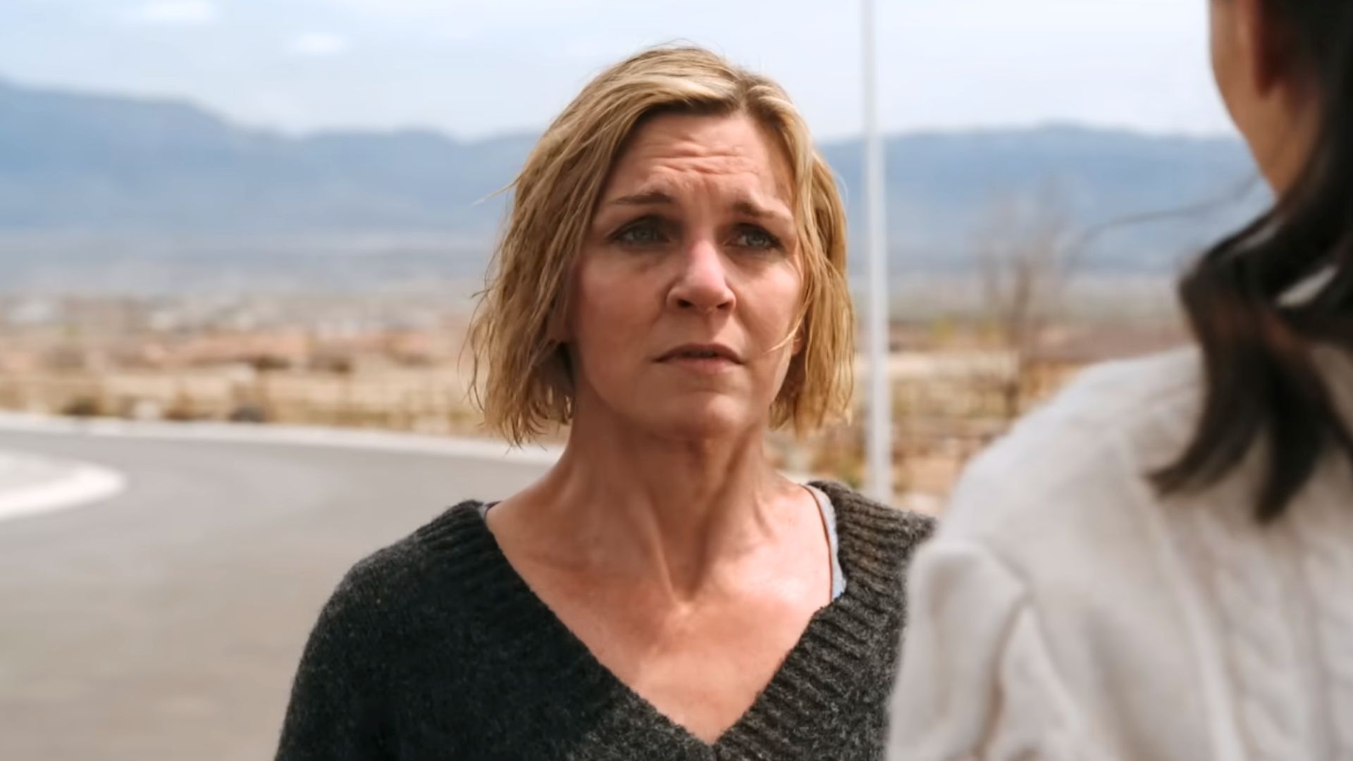 Rhea Seehorn in Pluribus | Image via YouTube/Apple TV