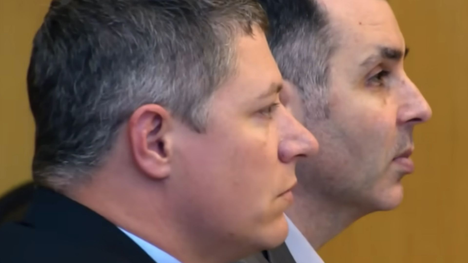 Stephen Nichols and his lawyer in court. (Image Via: 48 Hours, YouTube)