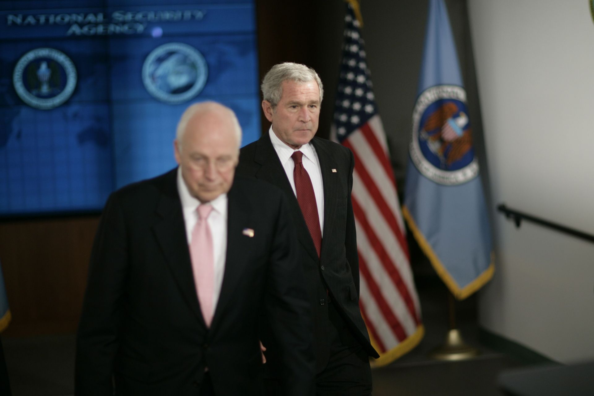 USA - Politics - President Bush and Vice President Cheney at the NSA - Source: Getty