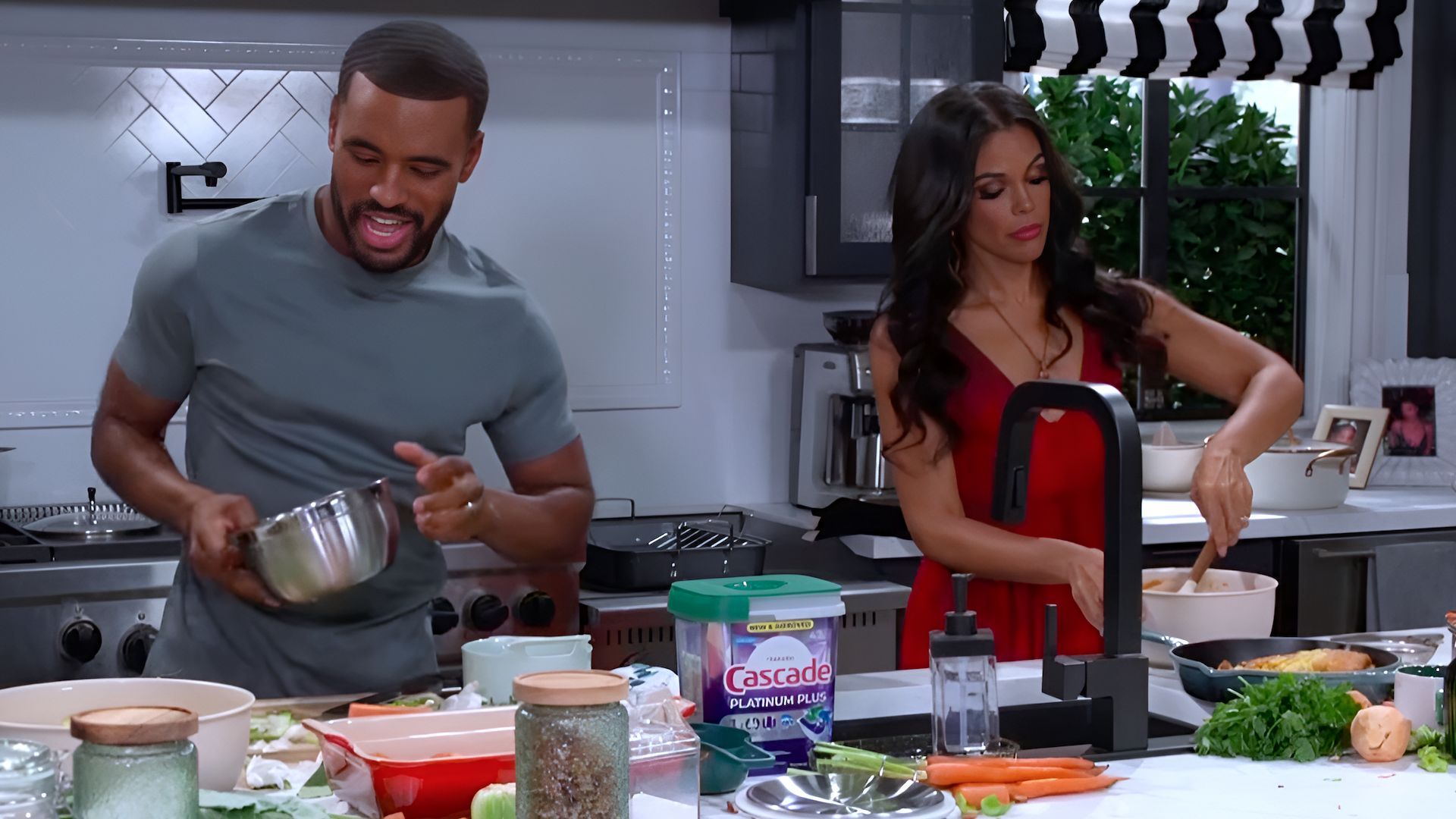 Dani and Andre stepped out of the world of Fairmont Crest to make a Cascade commercial during Beyond the Gates | Image: CBS