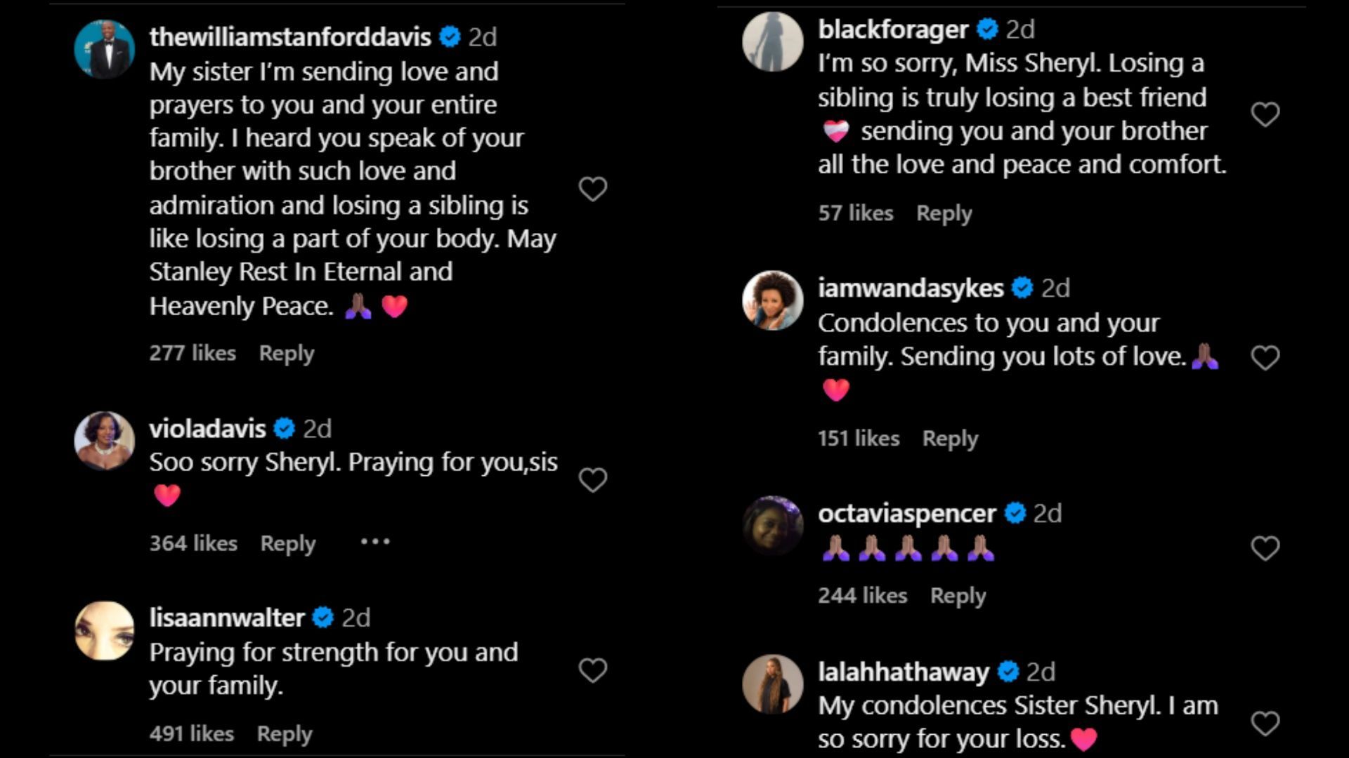 Celebrities pay tribute to Stanley Jr. (Image via Instagram)