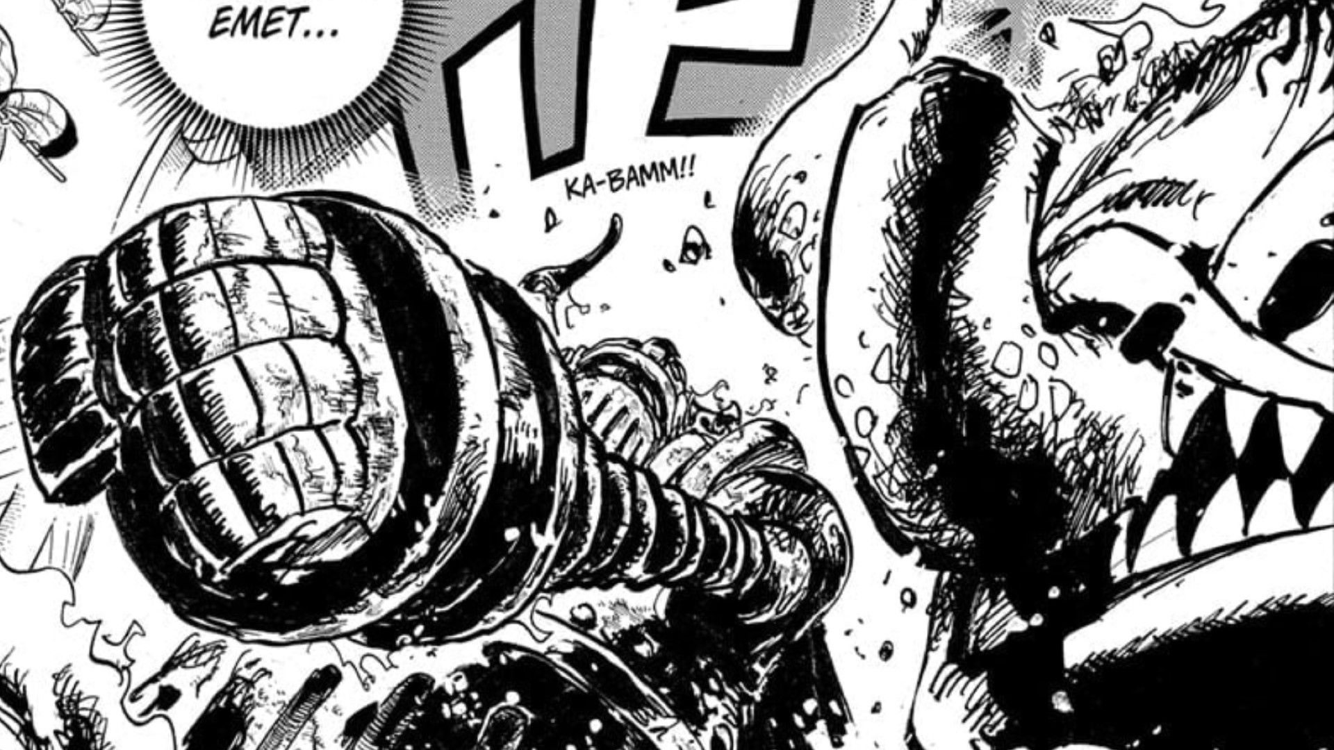 Emet punches Warcury (Image Credit: Shueisha)