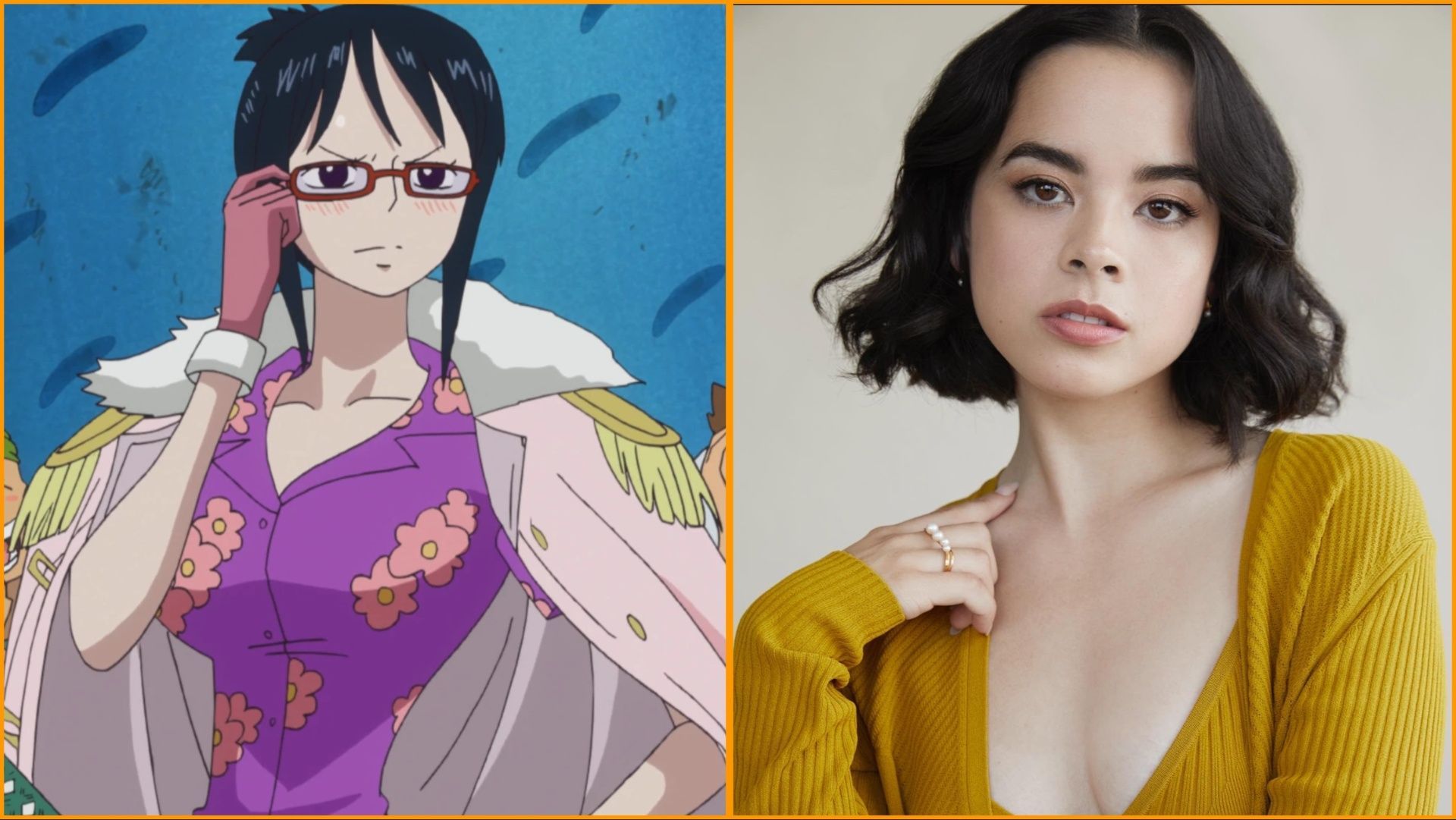 Tashigi and Julia Rehwald (Image Credit: Toei Animation and Instagram@julibee_maria)