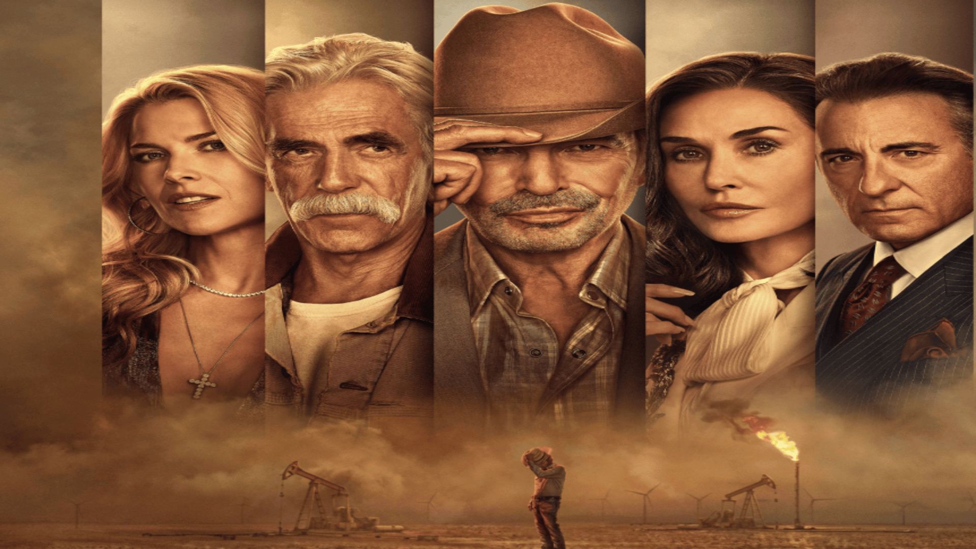 Paramount+ Landman poster featuring main characters from the show