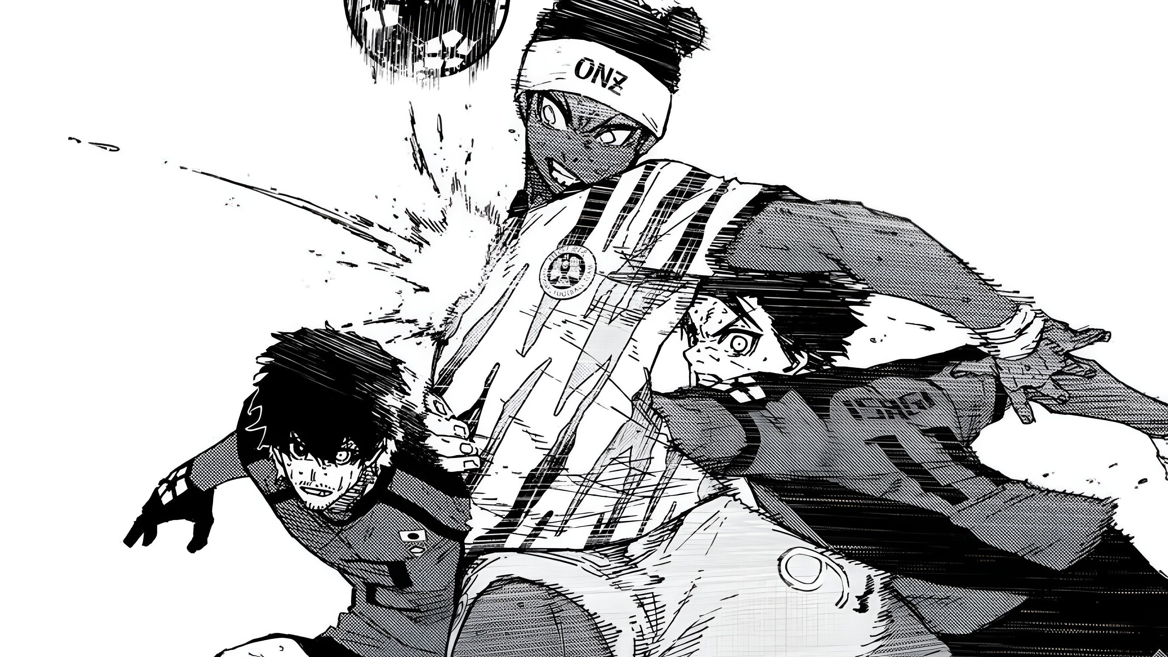 Isagi and Aiku pressurizing Onazi 