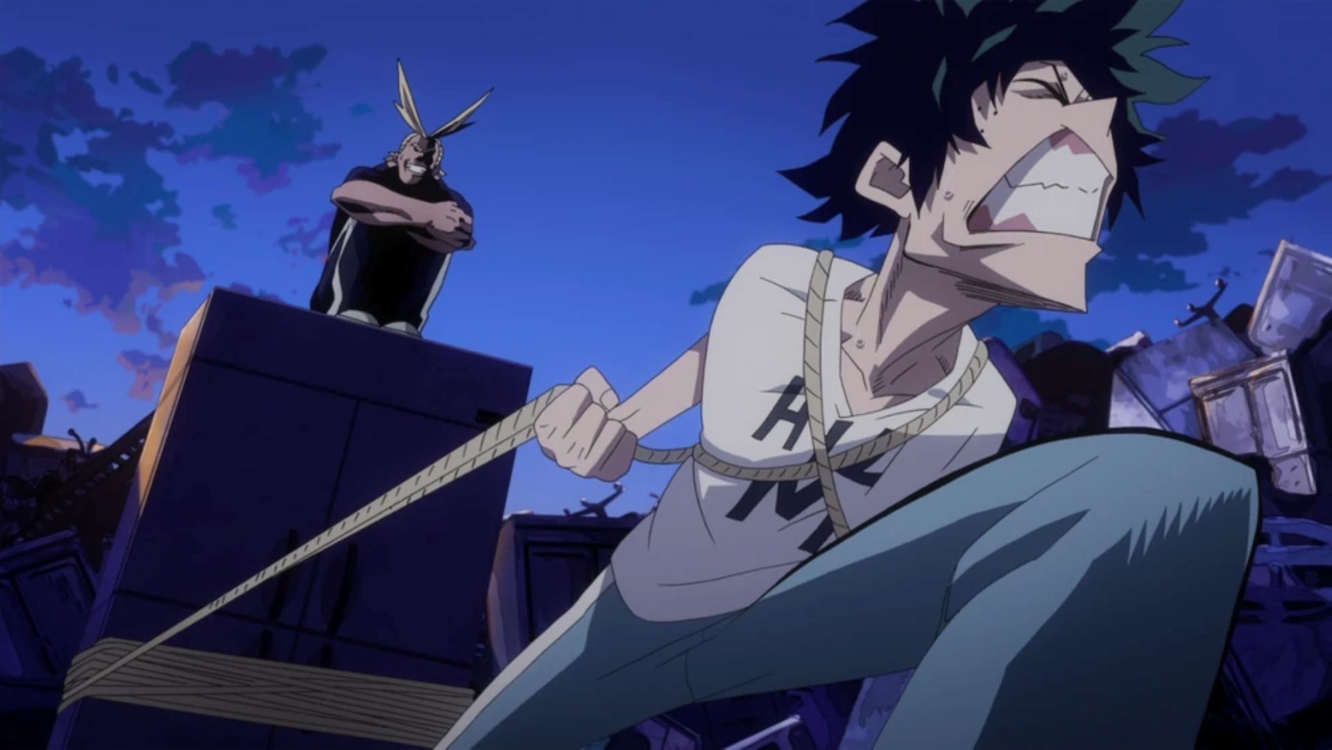 Deku training with All Might (Image Credit: Studio Bones)