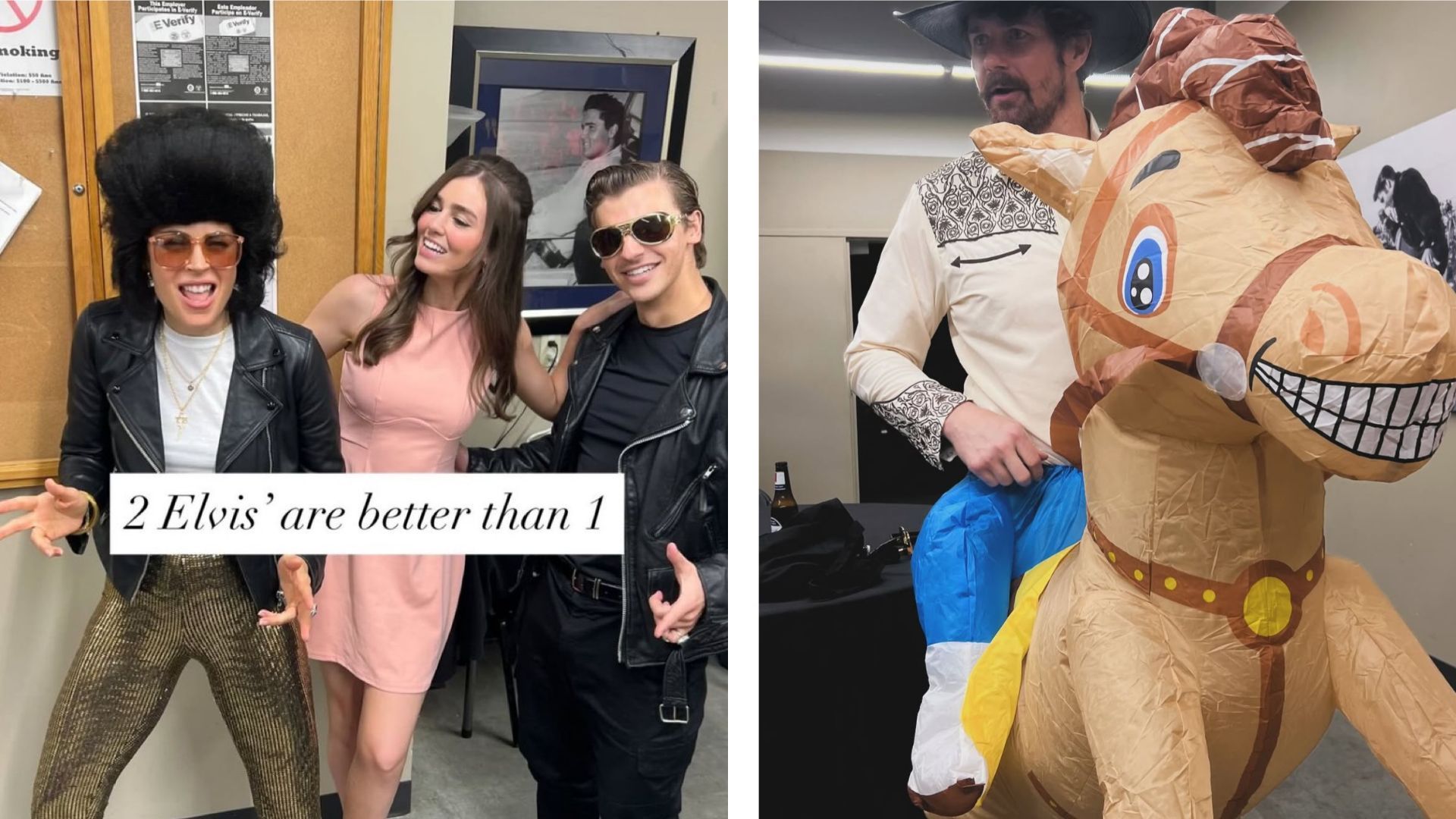Kelly Thiebaud, Braedyn Bruner, Giovanni Mazza and Josh Kelly got into the Halloween spirit at Graceland | Images: Instagram/Braedyn Bruner