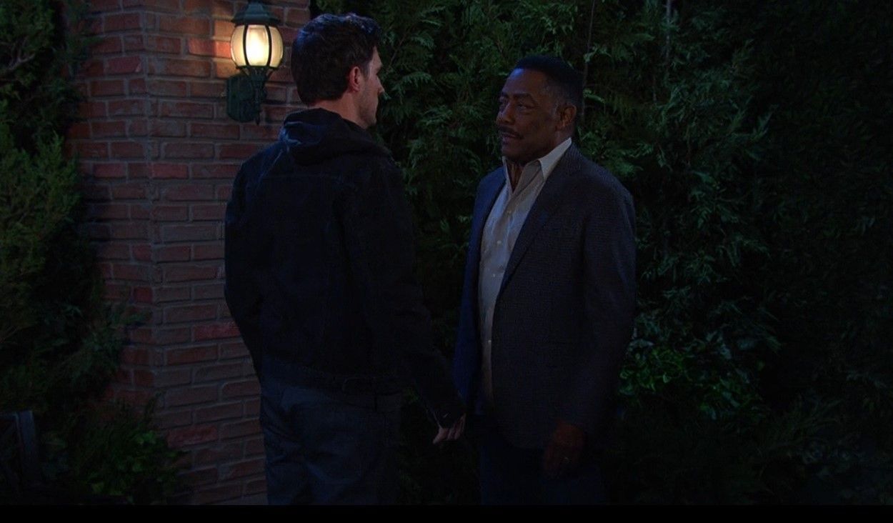 Abe (James Reynolds) stopped Liam (Hank Northrop) in his tracks on Days of our Lives. \Image: Peacock