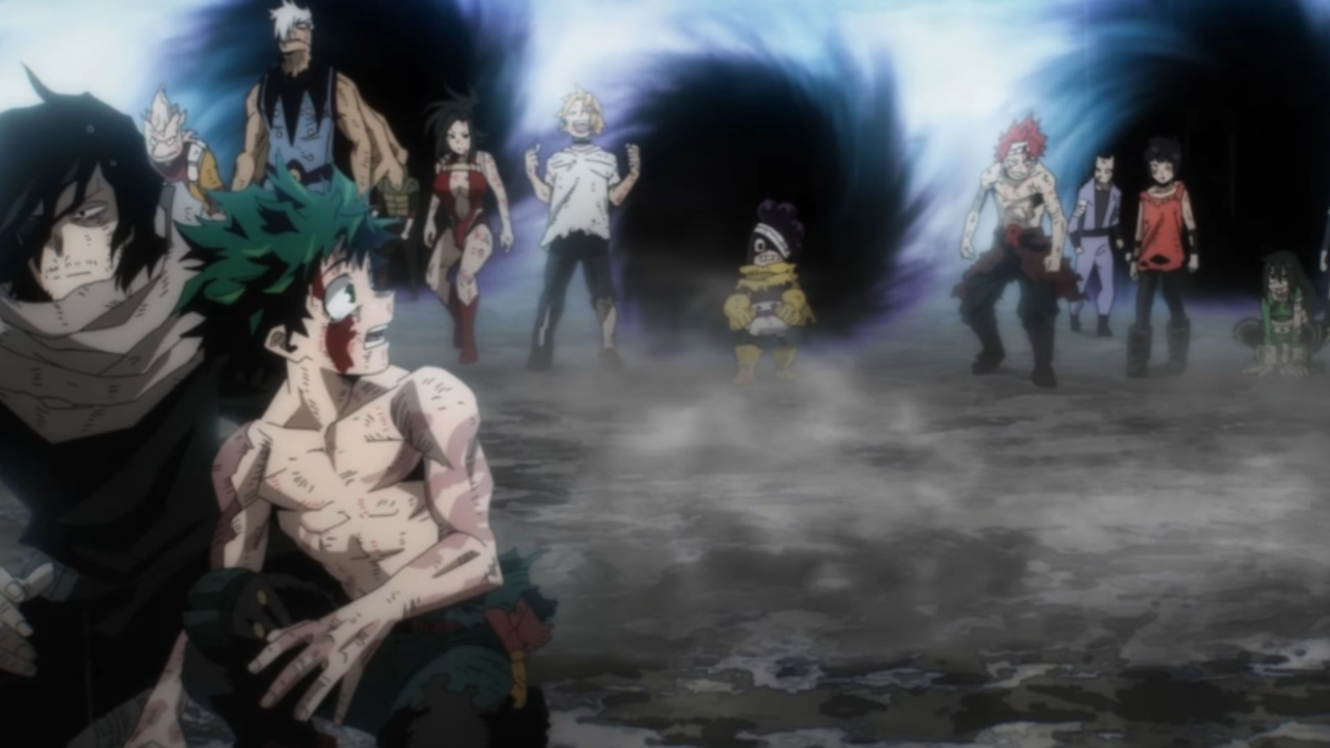Heroes arrive to help Deku in his fight against All For One (Image Source: Studio Bones)