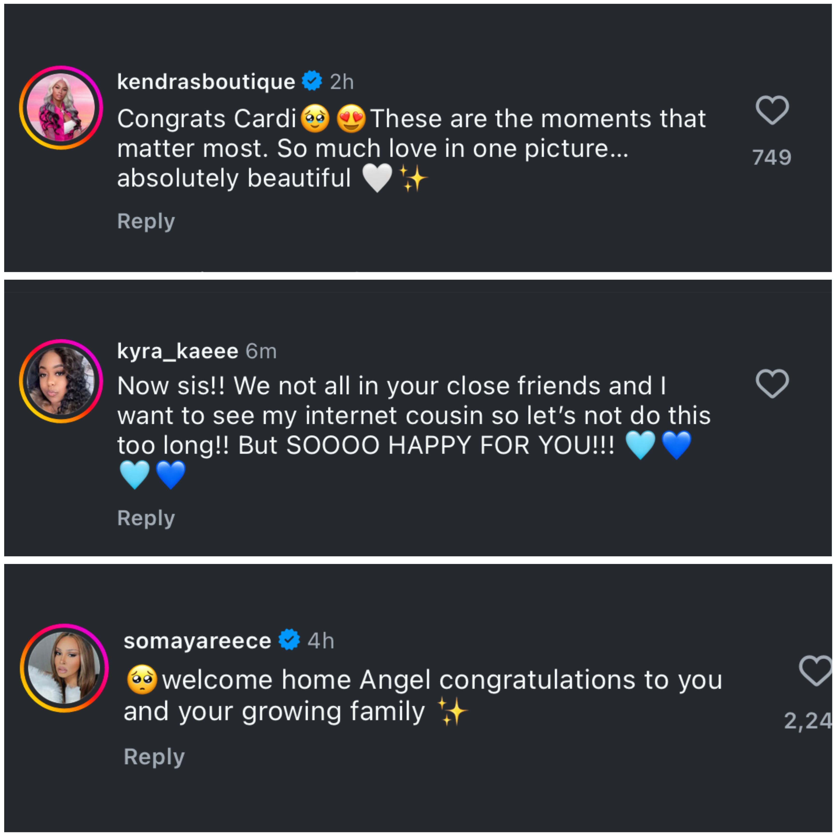 Fans react to Cardi&rsquo;s post (Image via Instagram/@iamcardib)