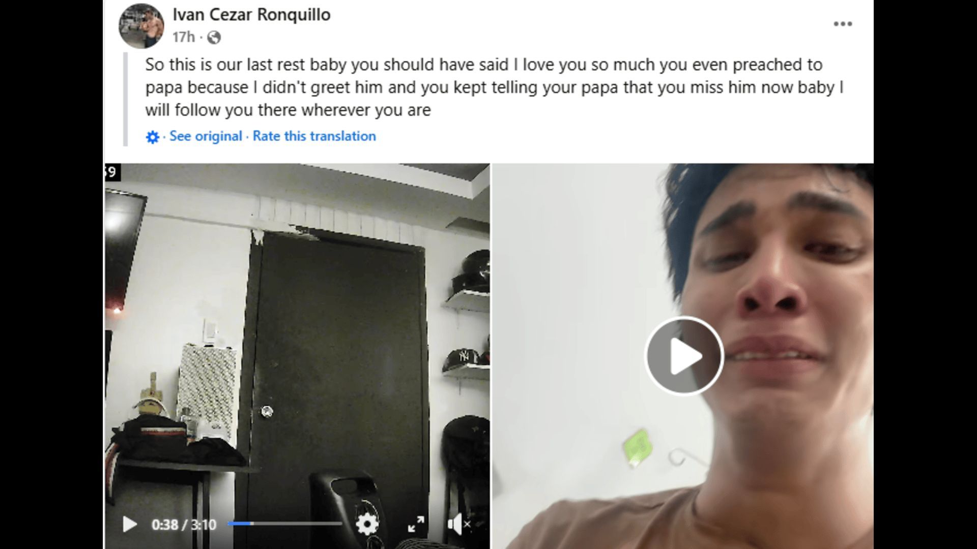 Gina Lima&#039;s ex, Ivan Cezar Ronquillo, mourned her death. (Image via Facebook)