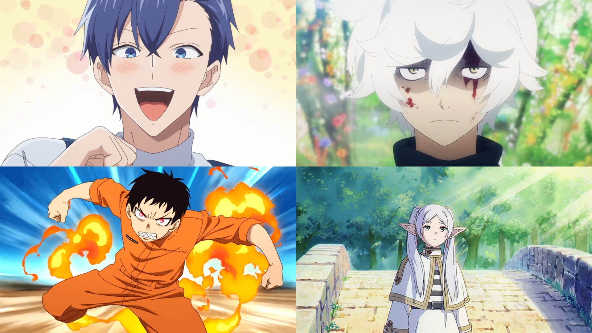 Sero, Gabimaru, Shinra, and Frieren