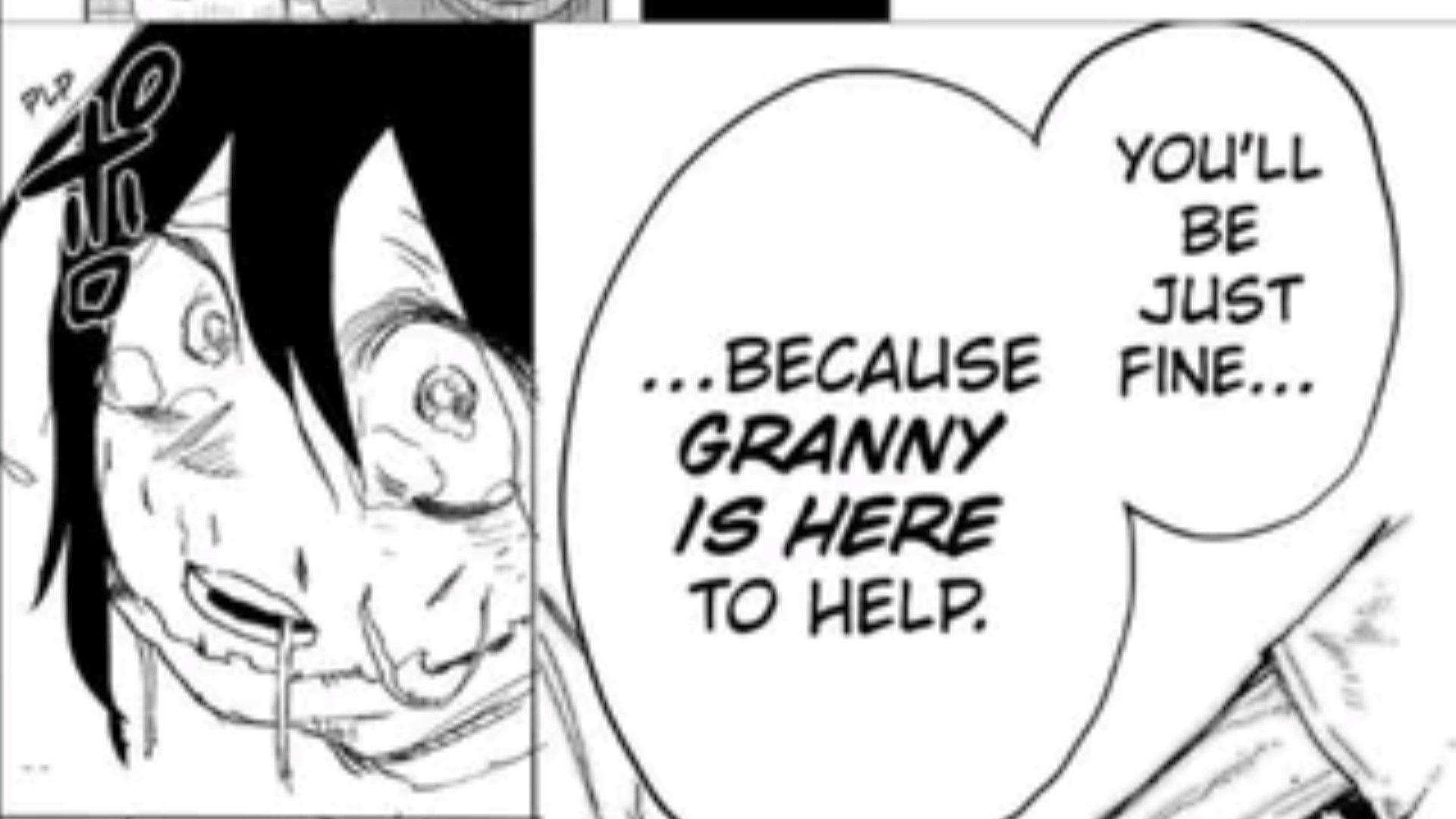 Granny helping the young boy (Image Credit: Shueisha)