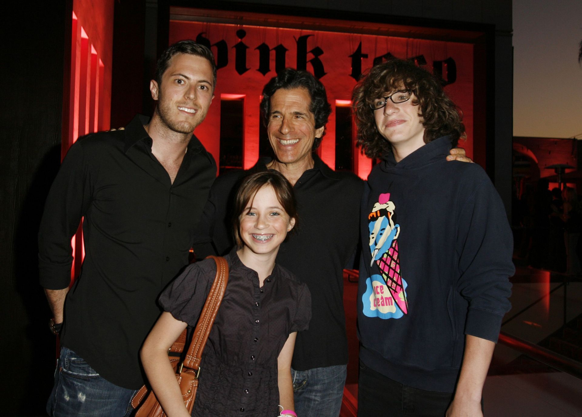 Peter Morton with his three kids at the Grand Opening Party for Harry Morton&#039;s Pink Taco in Century City - Source: Getty