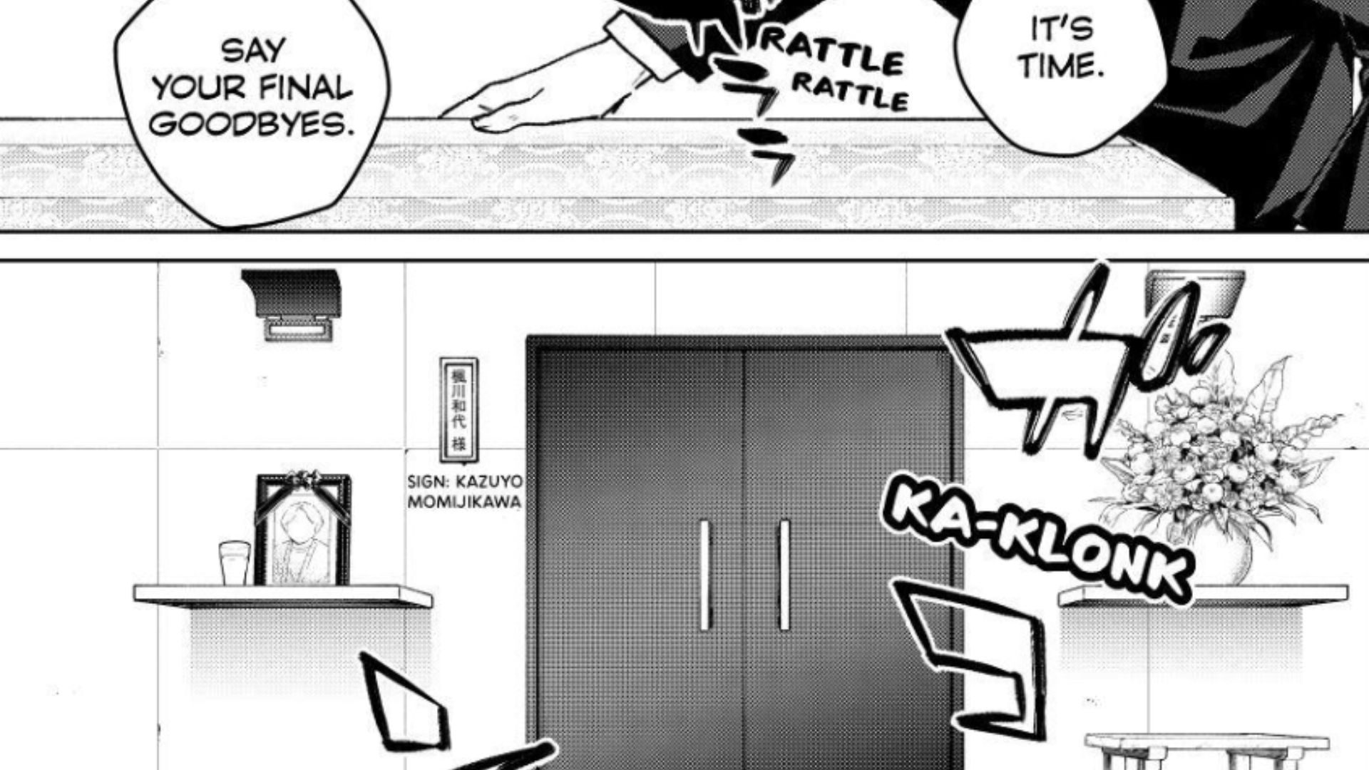 Momijikawa&#039;s last goodbye to his grandmother (Image Source: K Manga)