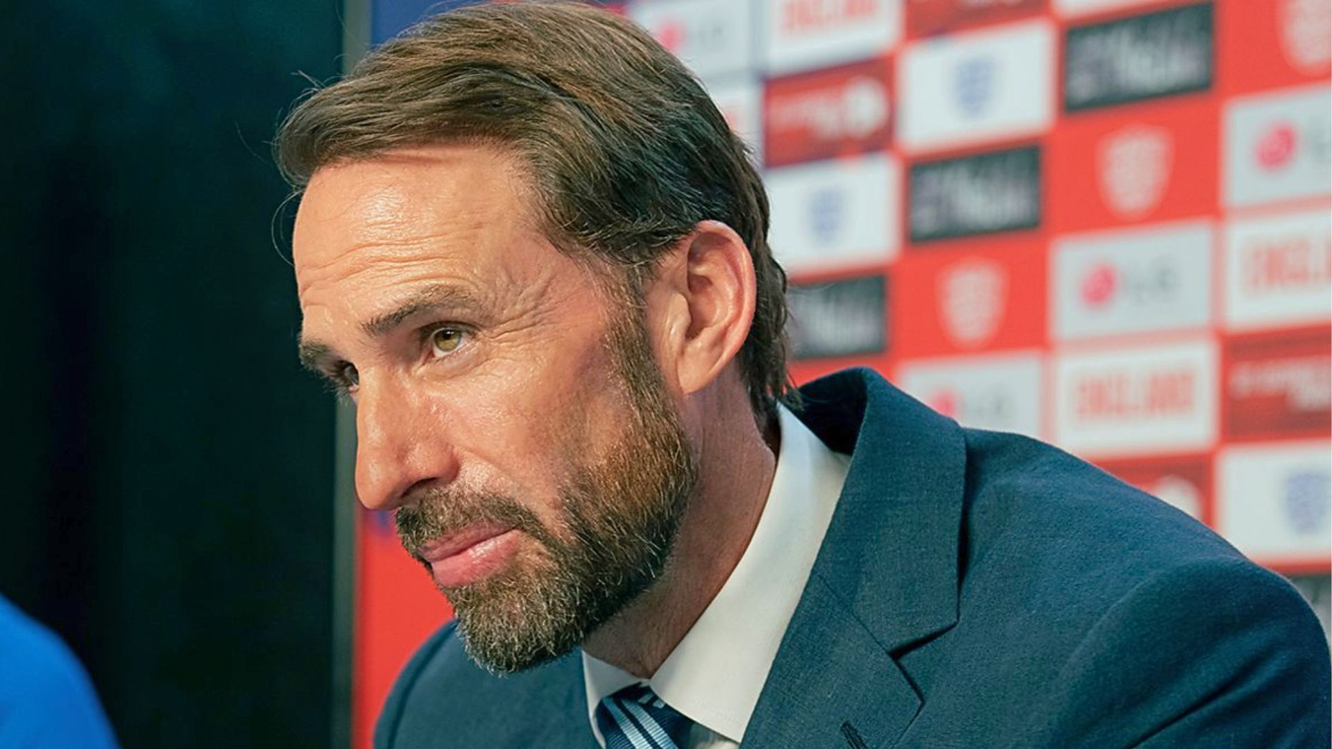 Joseph Fiennes as Gareth Southgate in the first-look still from Dear England (Image via BBC)