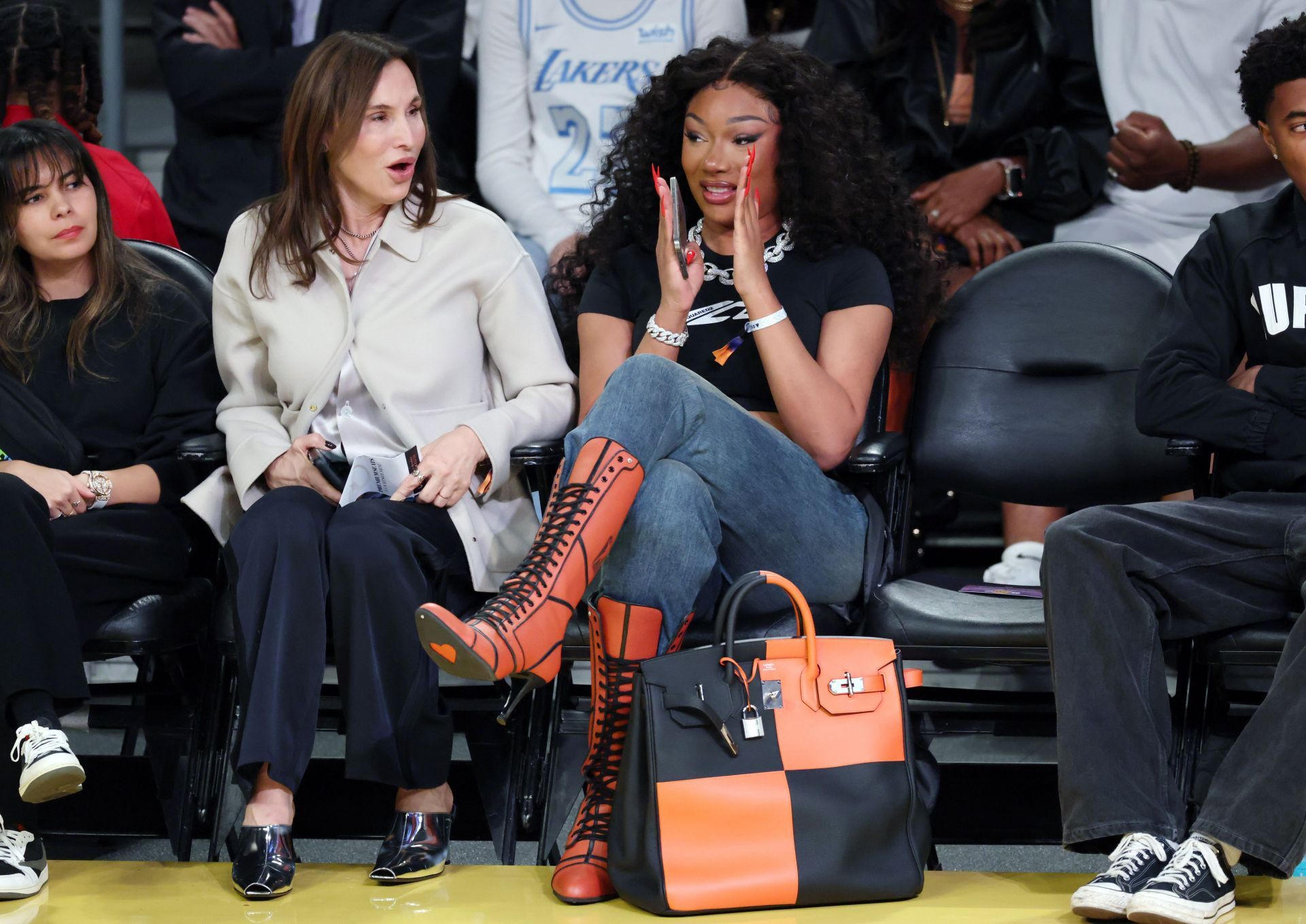 Celebrities At The Los Angeles Lakers Game - Source: Getty