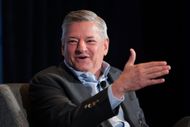 Netflix Co-CEO Ted Sarandos speaks during the Semafor World Economy Summit 2025 | Image via Getty