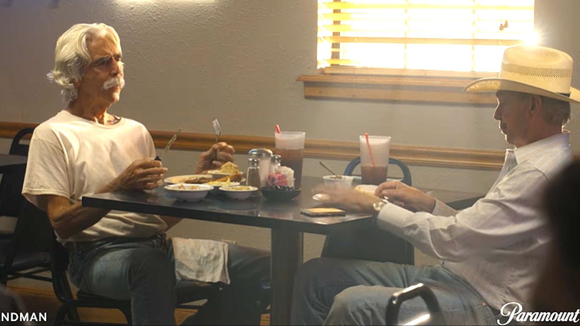 Thomas and Tommy catch up for lunch (Image via Landman Official| YouTube)