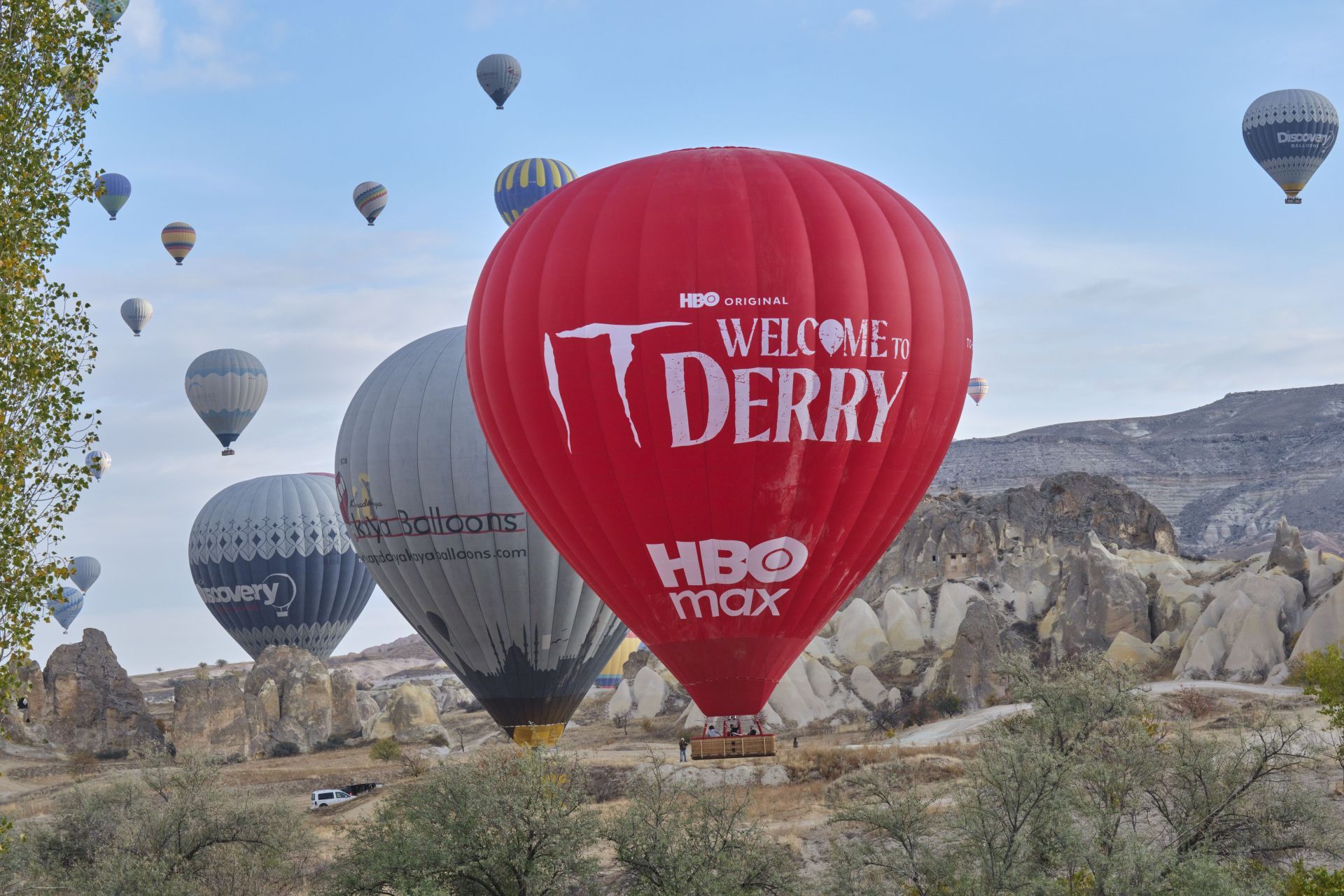 Pennywise Floats Above Cappadocia In &quot;IT: Welcome To Derry&quot; Hot Air Balloon - Source: Getty