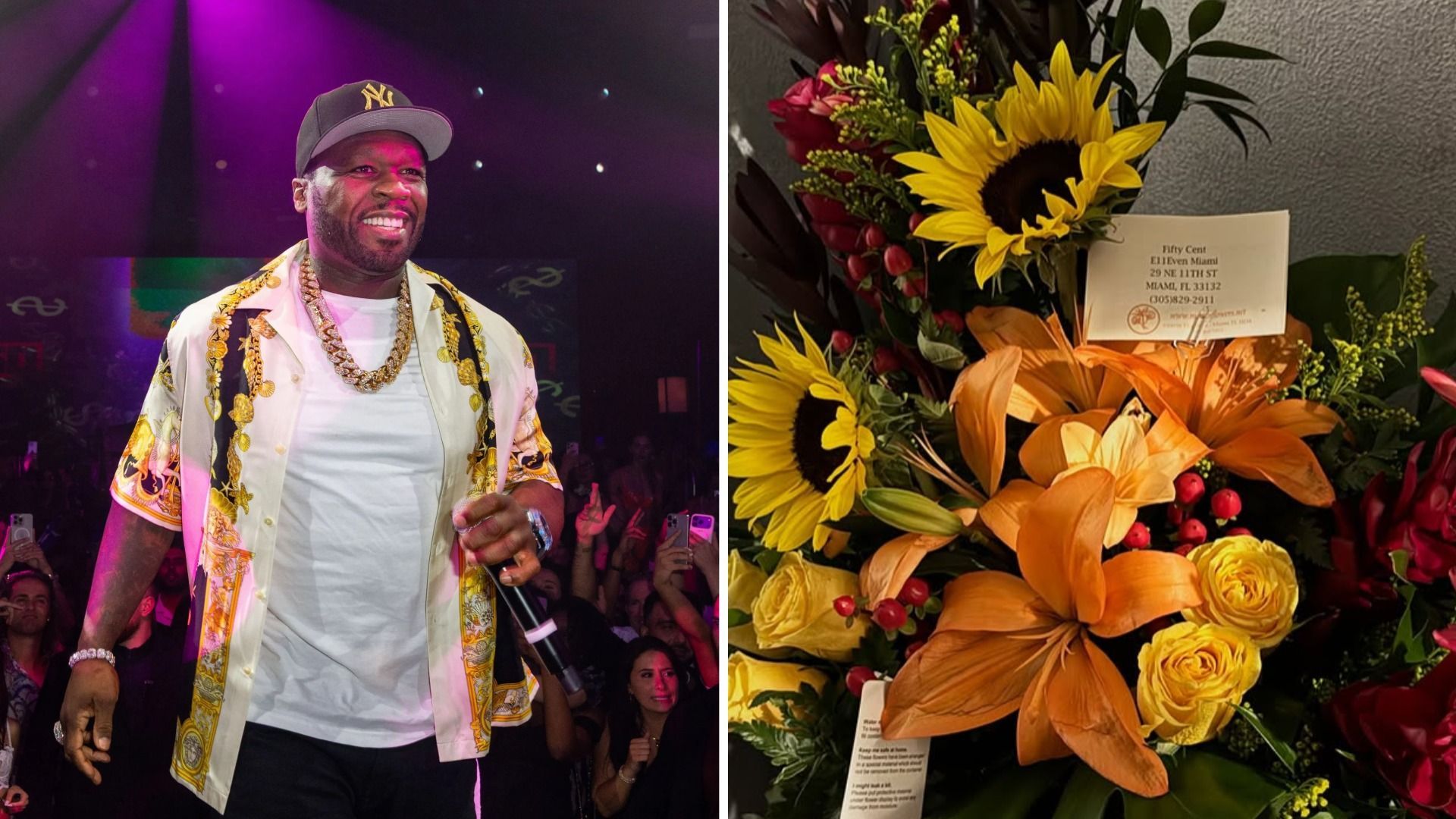 50 Cent claims Diddy sent him flowers (Image via Getty, Instagram/@50cent)