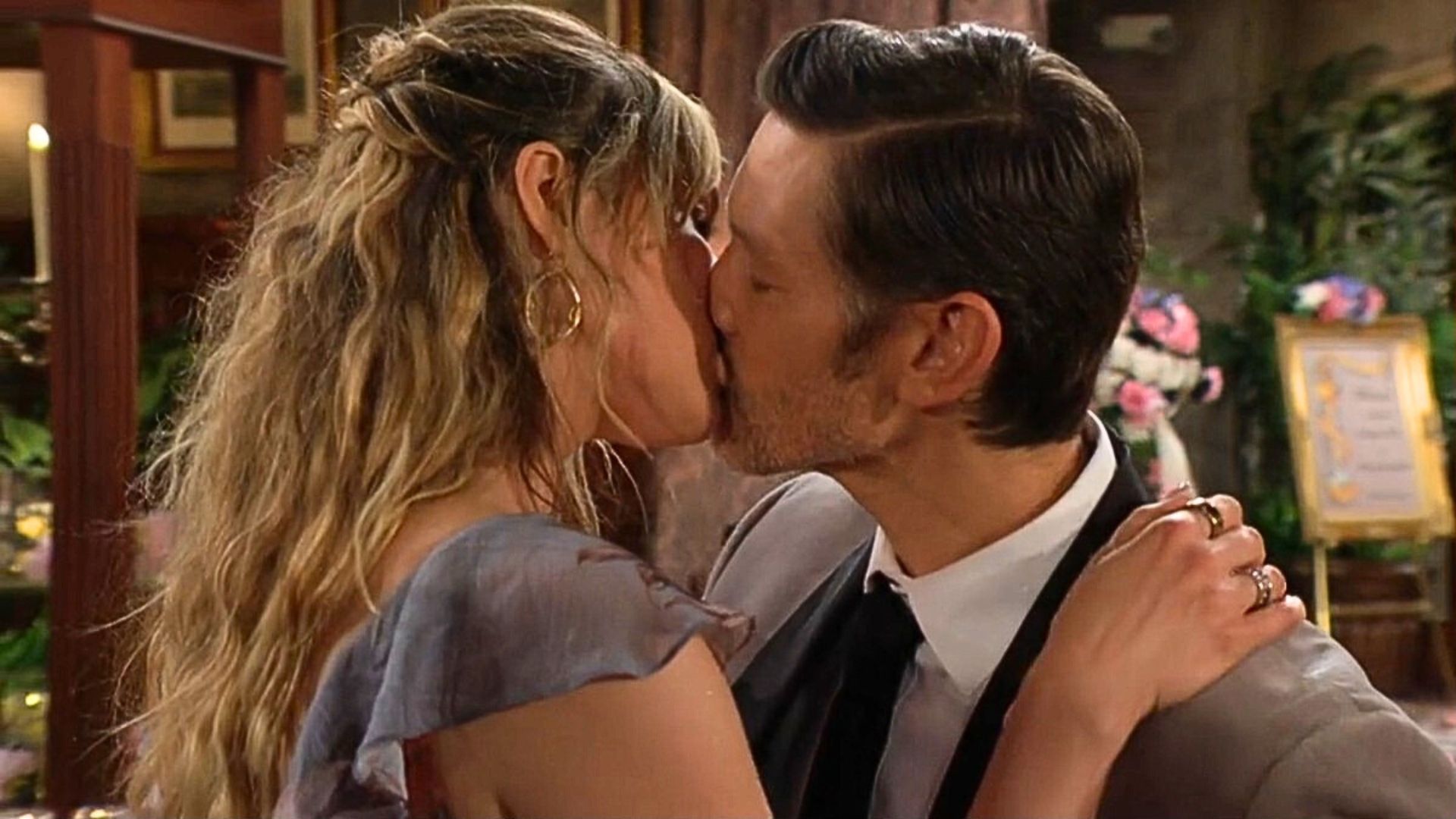 Daniel kissed Tessa at Danny and Christine&#039;s wedding on The Young and the Restless | Image: CBS