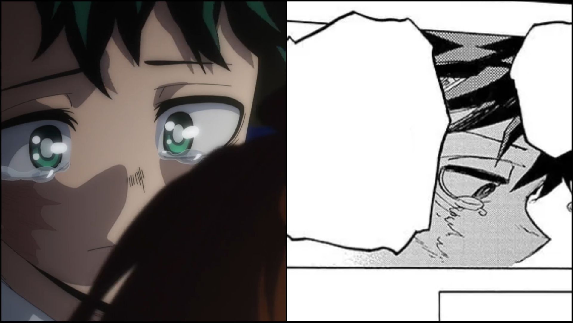 Deku in tears (Image Credit: Studio Bones and Shueisha)