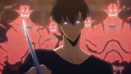 Jinwoo as seen during the fight with high Orcs (Image Source: A-1 Pictures)