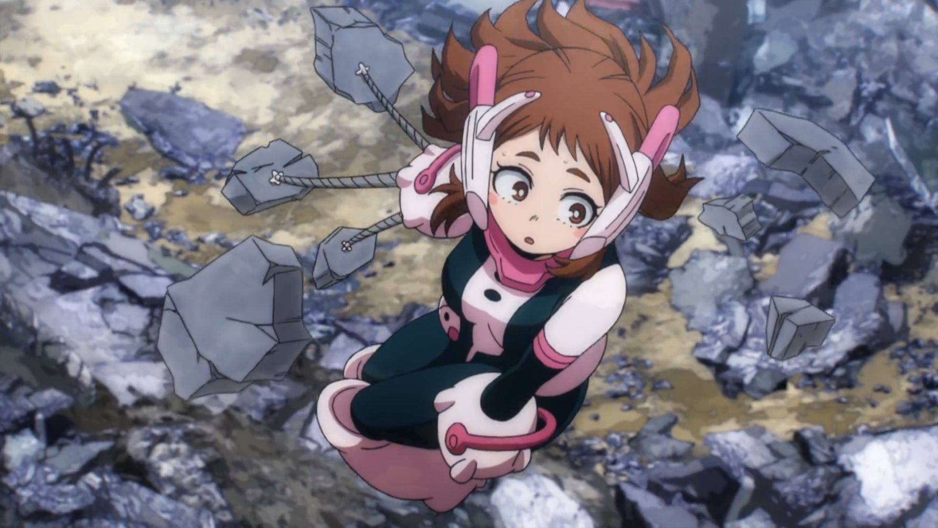 Ochaco helping with the reconstruction (Image Credit: Studio Bones)