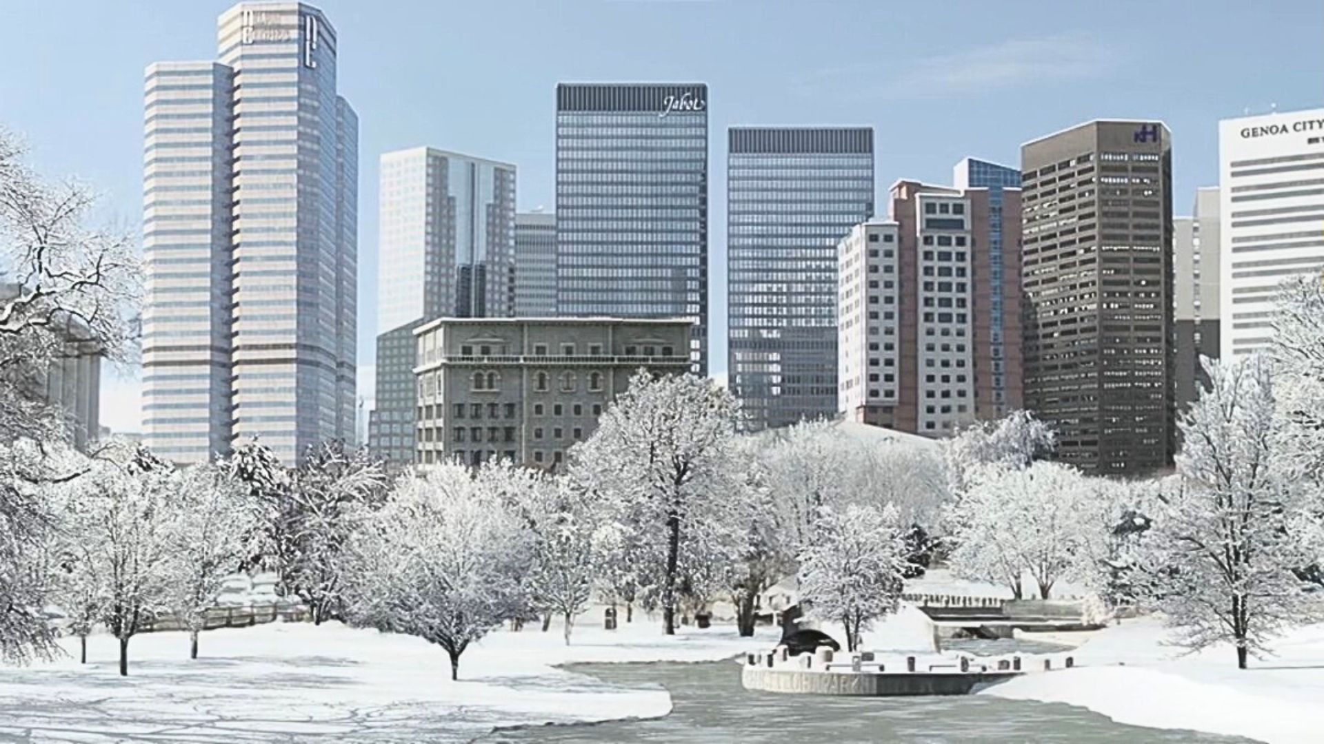 The beautiful winter landscape of Genoa City on The Young and the Restless | Image: CBS
