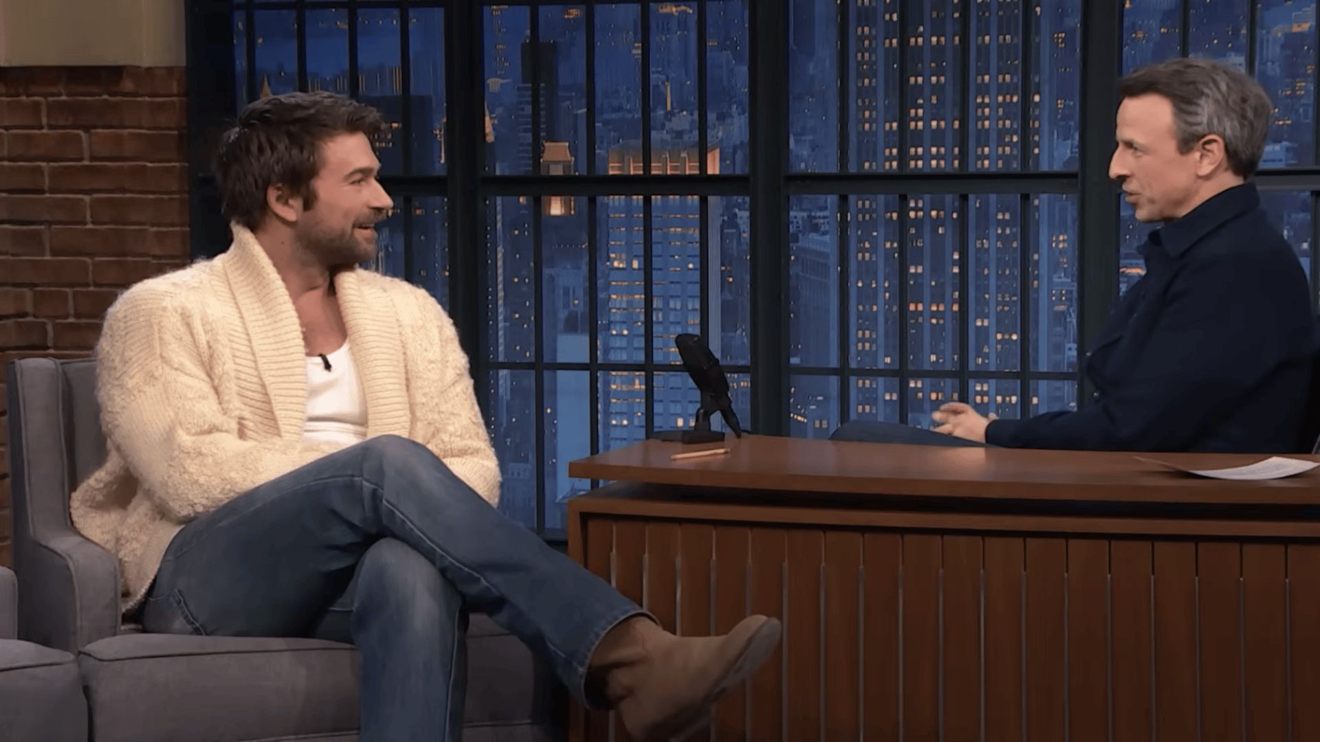 &quot;I smiled twice&quot;: Brandon Sklenar recalls amusing moments from 1923 set  (Image via YouTube/@LateNightSeth)