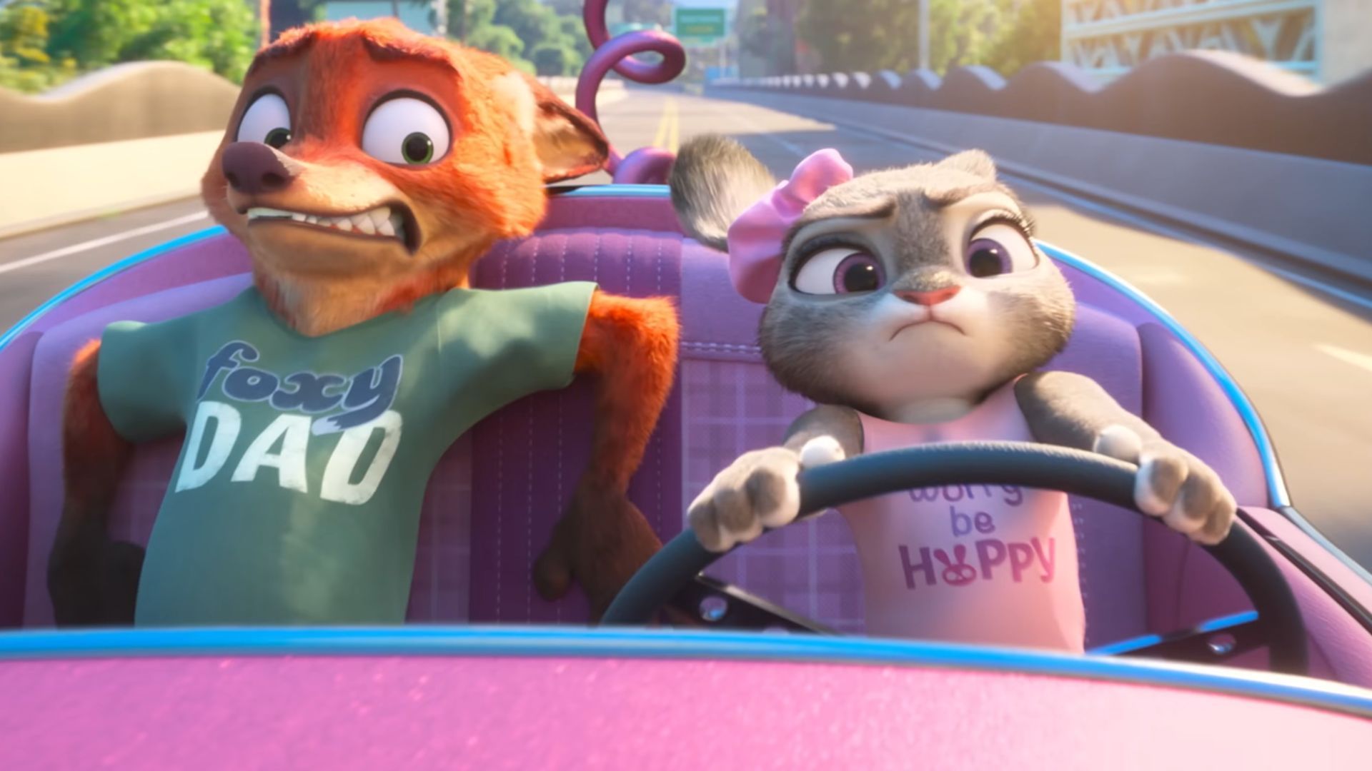Nick holds on to his life as Judy accelerates the car.