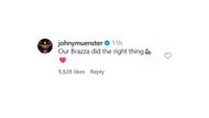 Johny Münster's comment (Image via Instagram/@malibufitmaxx)