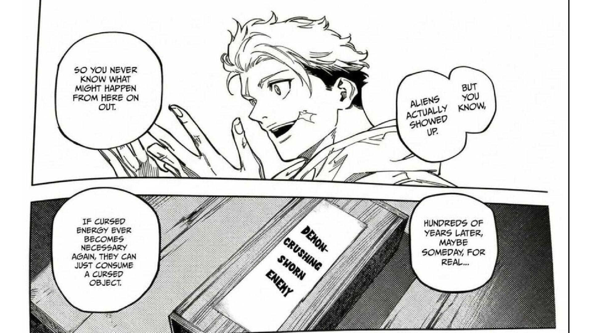 Yuji talking about cursed objects - Source: Shueisha