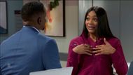 Shanice debated vacation plans not knowing a battle was being waged in a patient's room on Beyond the Gates | Image: CBS