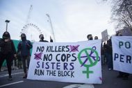 Protesters gather outside Charing Cross police station - Source: Getty