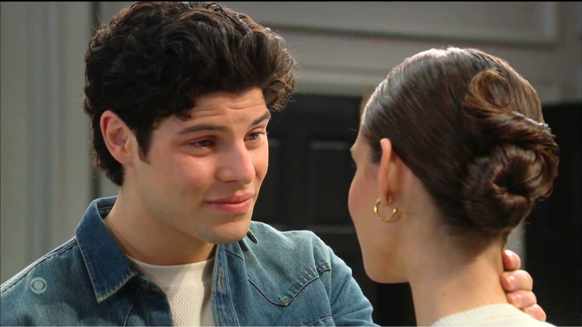 RJ comforted Dylan in the showroom on B&B | Image: CBS