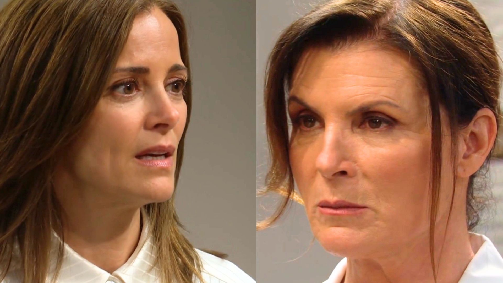 Taylor (Rebecca Budig) tried to talk Sheila (Kimberlin Brown)_down on The Bold and the Beautiful | Image: CBS