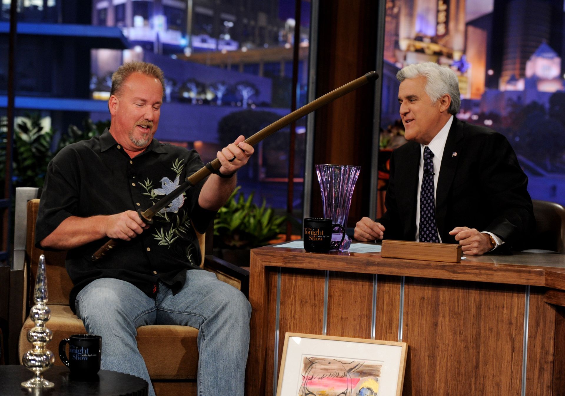 Darrell Sheets (L) appears on the Tonight Show With Jay Leno - Source: Getty