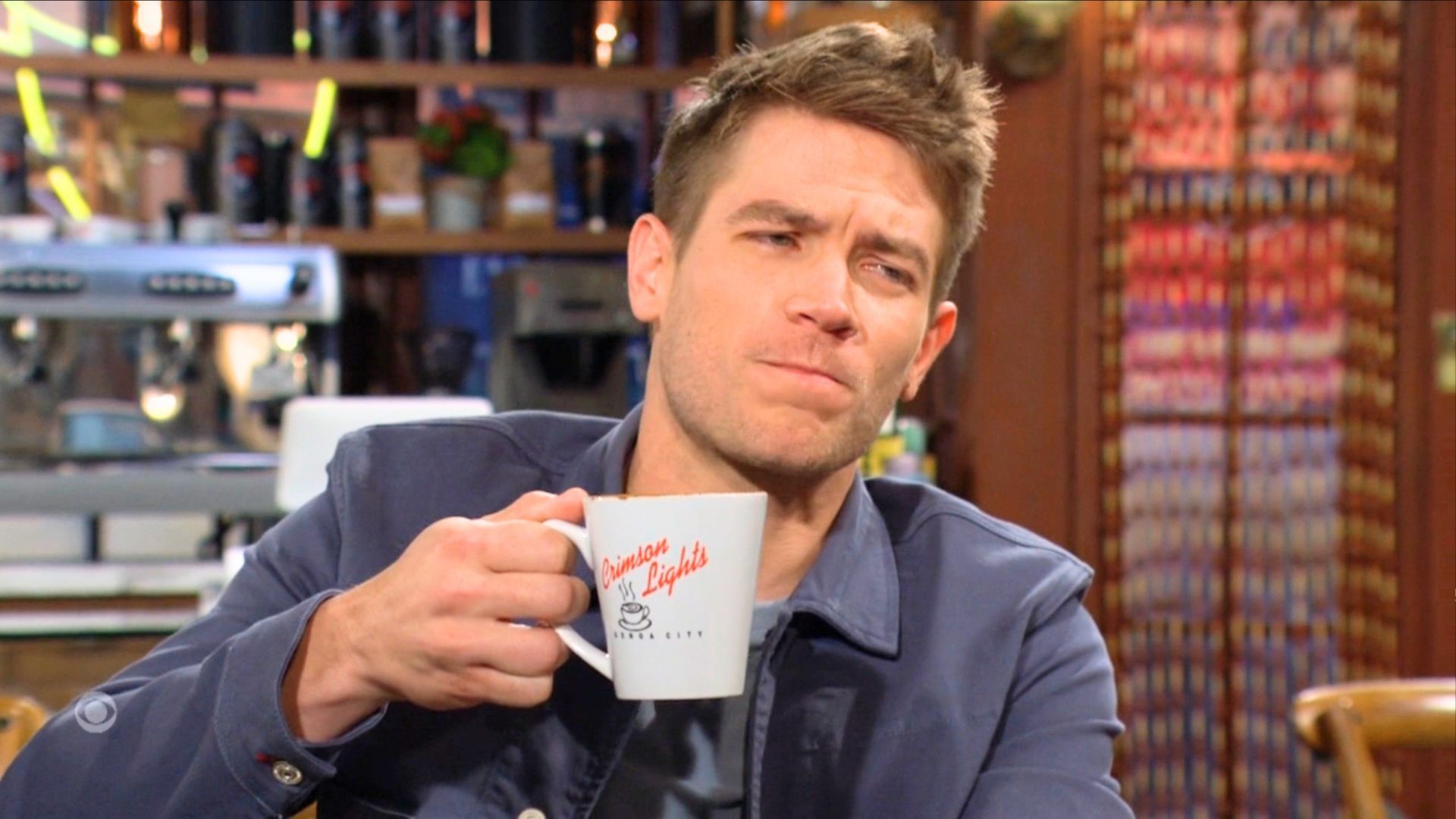 We'll raise our coffee mug to Noah (Lucas Adams) sticking around in Genoa City on The Young and the Restless | Image: CBS