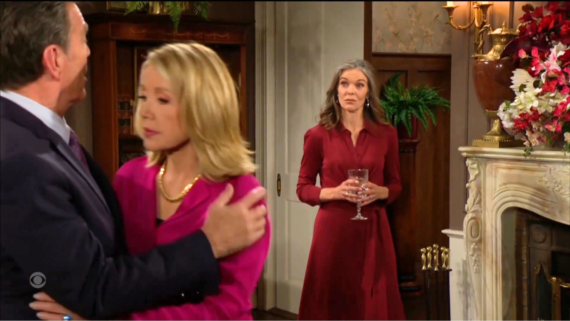 Diane (Susan Walters) is going to catch Jack (Peter Bergman) and Nikki (Melody Thomas Scott) in a moment on Y&R | Image: CBS