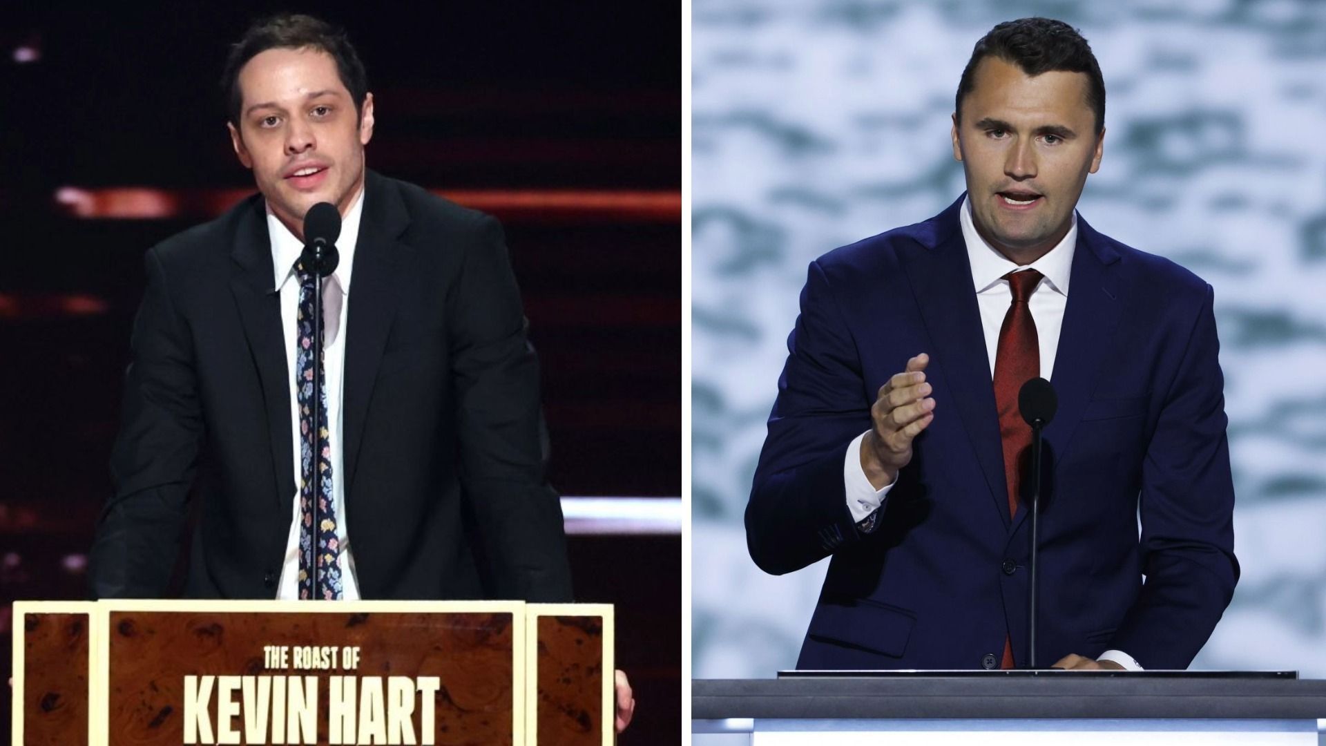 Andrew Kolvet reacts after Pete Davidson makes a Charlie Kirk joke at Kevin Hart’s Netflix roast