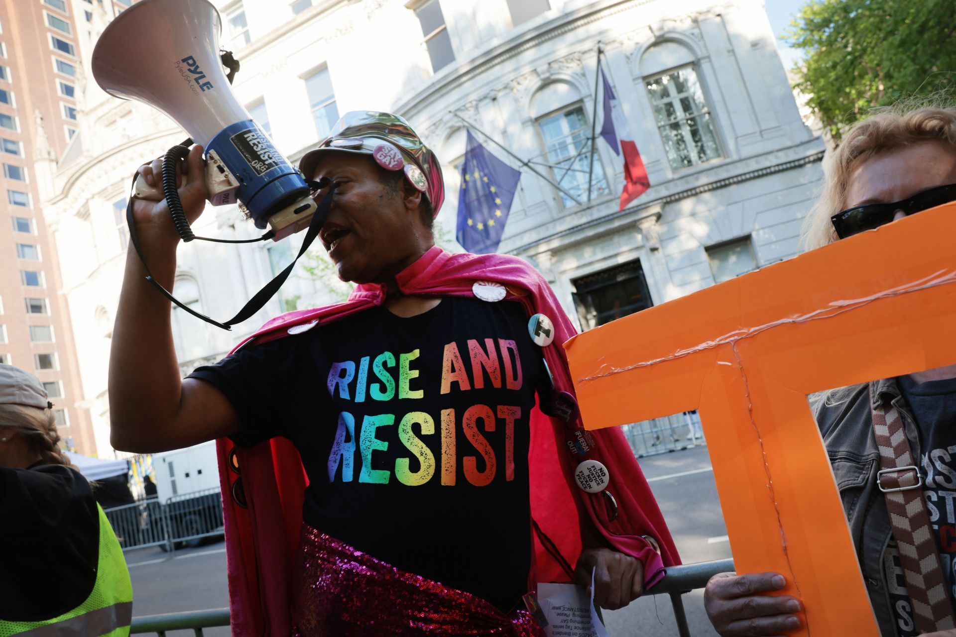Protesters Demonstrate Outside The Met Gala In New York City - Source: Getty